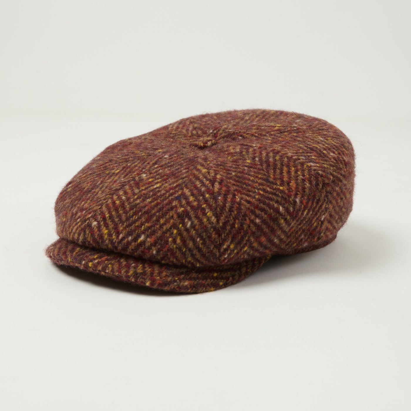 Stetson Herringbone Wool Flat Cap - Red