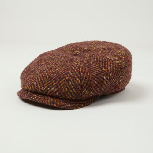 Stetson Herringbone Wool Flat Cap - Red