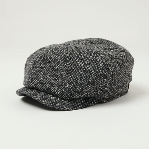 Stetson Hatteras Donegal Tweed Flat Cap - Black/Grey