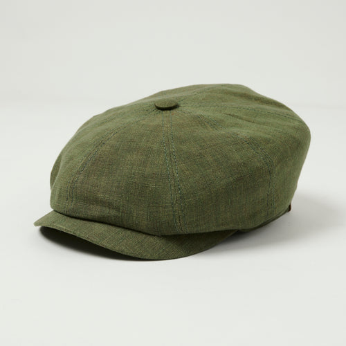Stetson Hatteras Linen Flat Cap - Dark Green