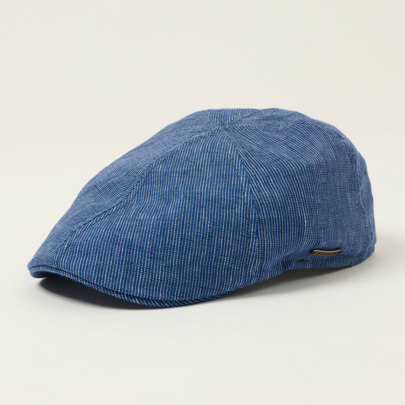 Stetson Texas Linen Stripe Flat Cap - Blue