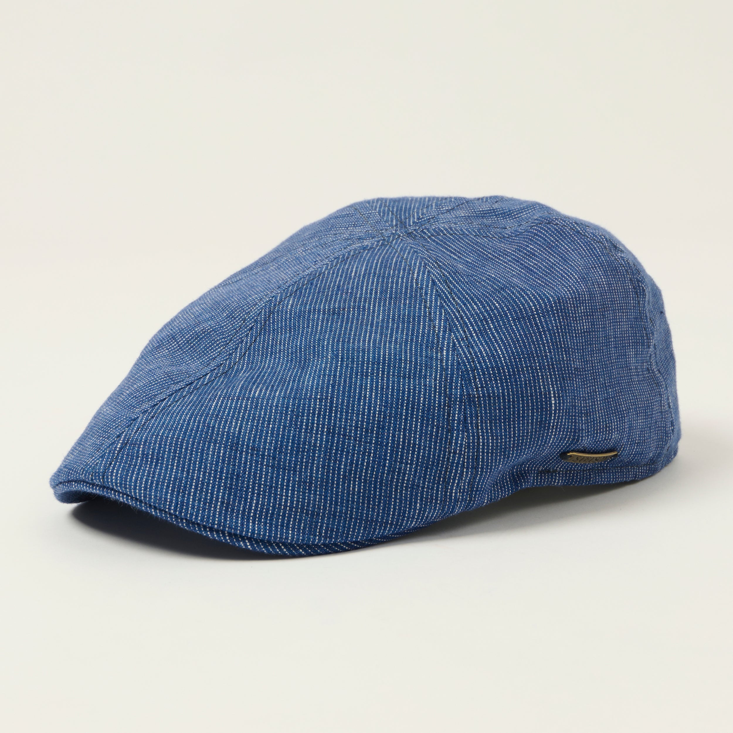 Stetson Texas Linen Stripe Flat Cap - Blue