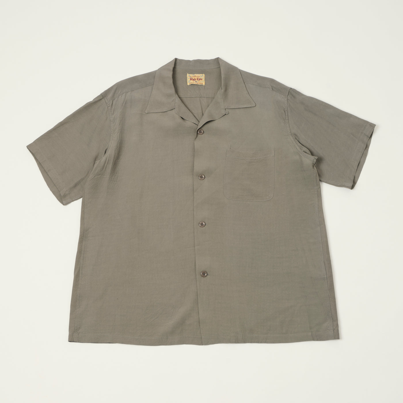 Style Eyes Short Sleeve Rayon Bowling Shirt - Grey