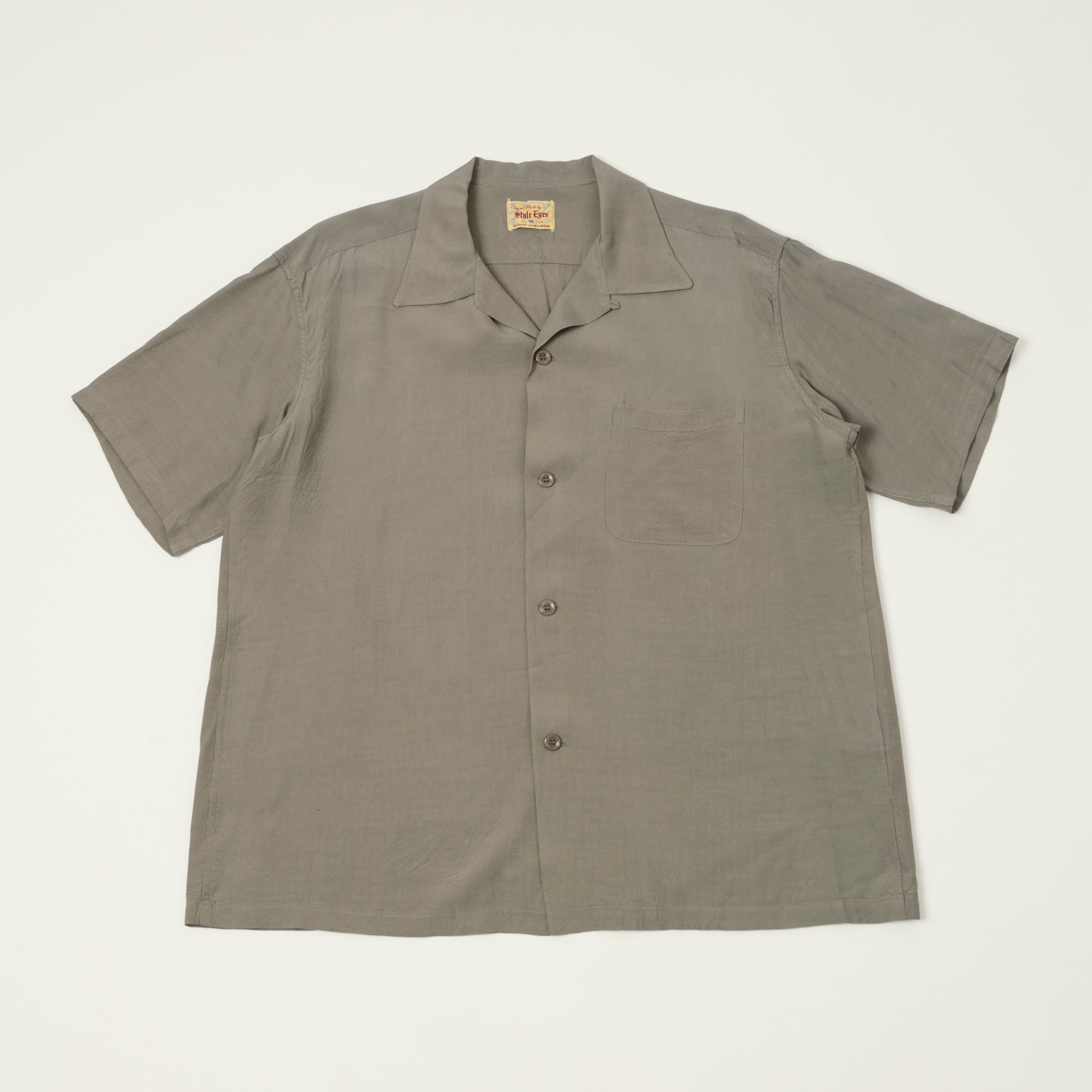 Style Eyes Short Sleeve Rayon Bowling Shirt - Grey