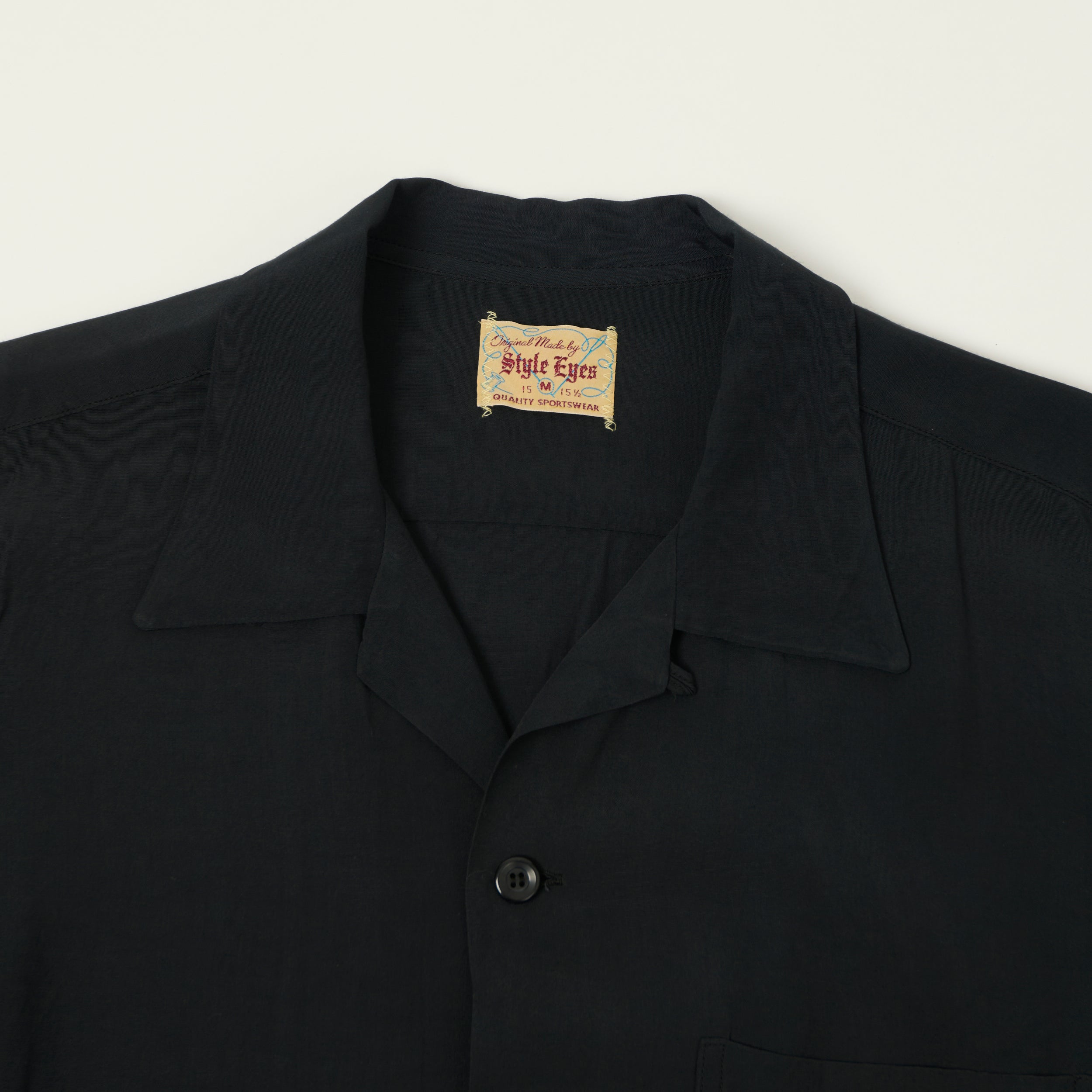 Style Eyes Short Sleeve Rayon Bowling Shirt - Black
