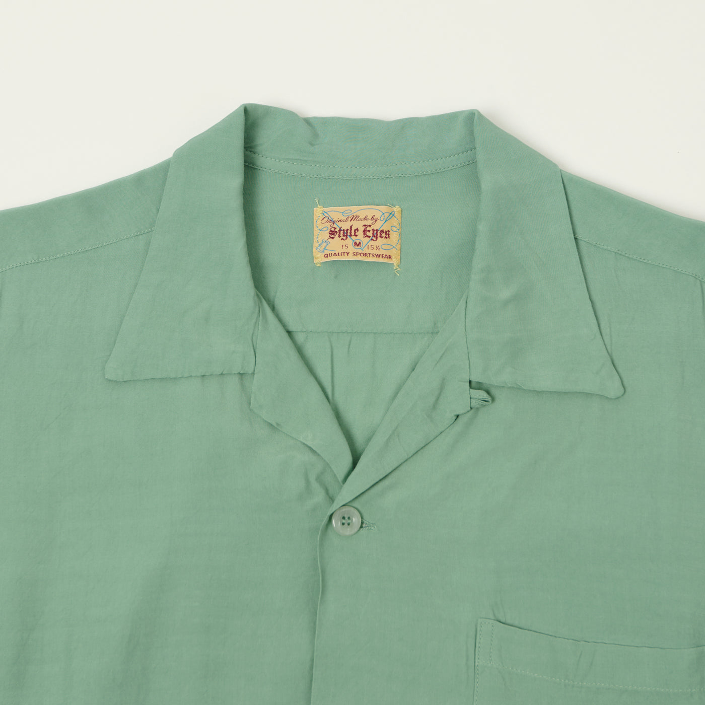 Style Eyes Short Sleeve Rayon Bowling Shirt - Mint Green