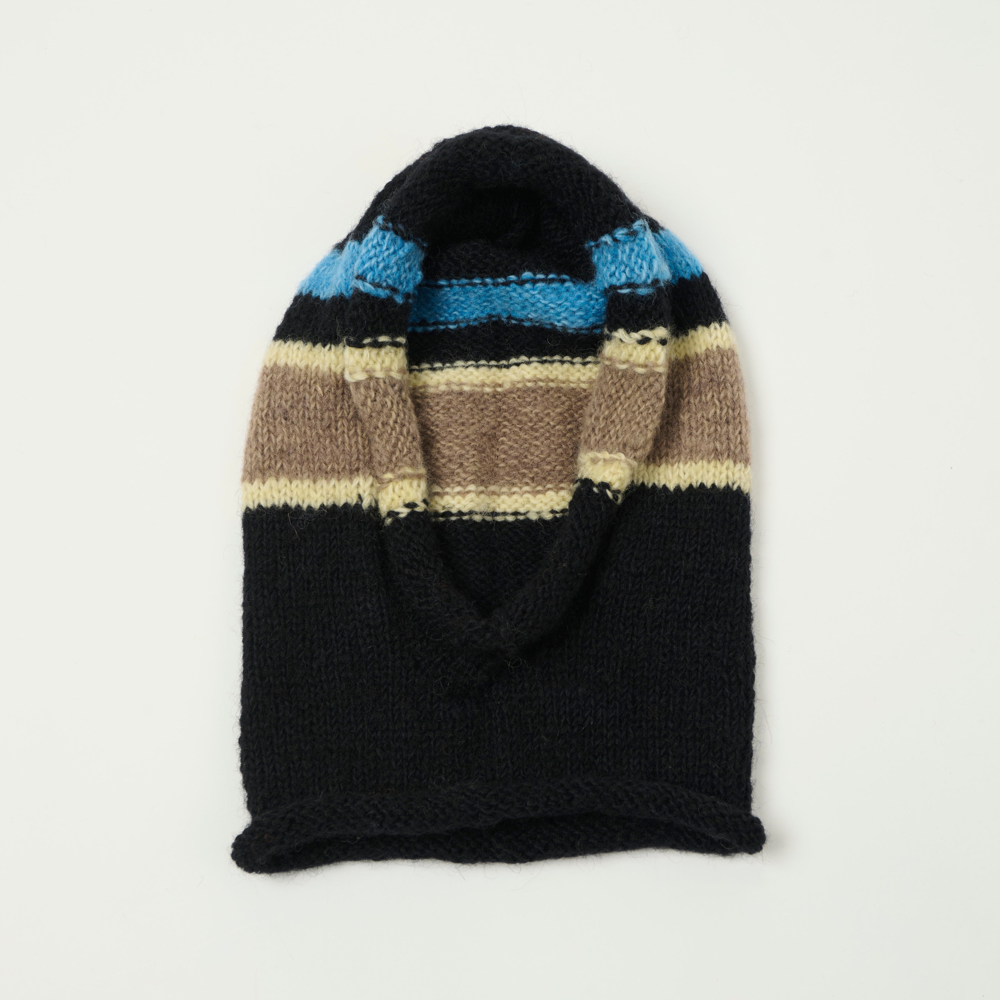 Sublime Hand Knit Stripe Balaclava - Black