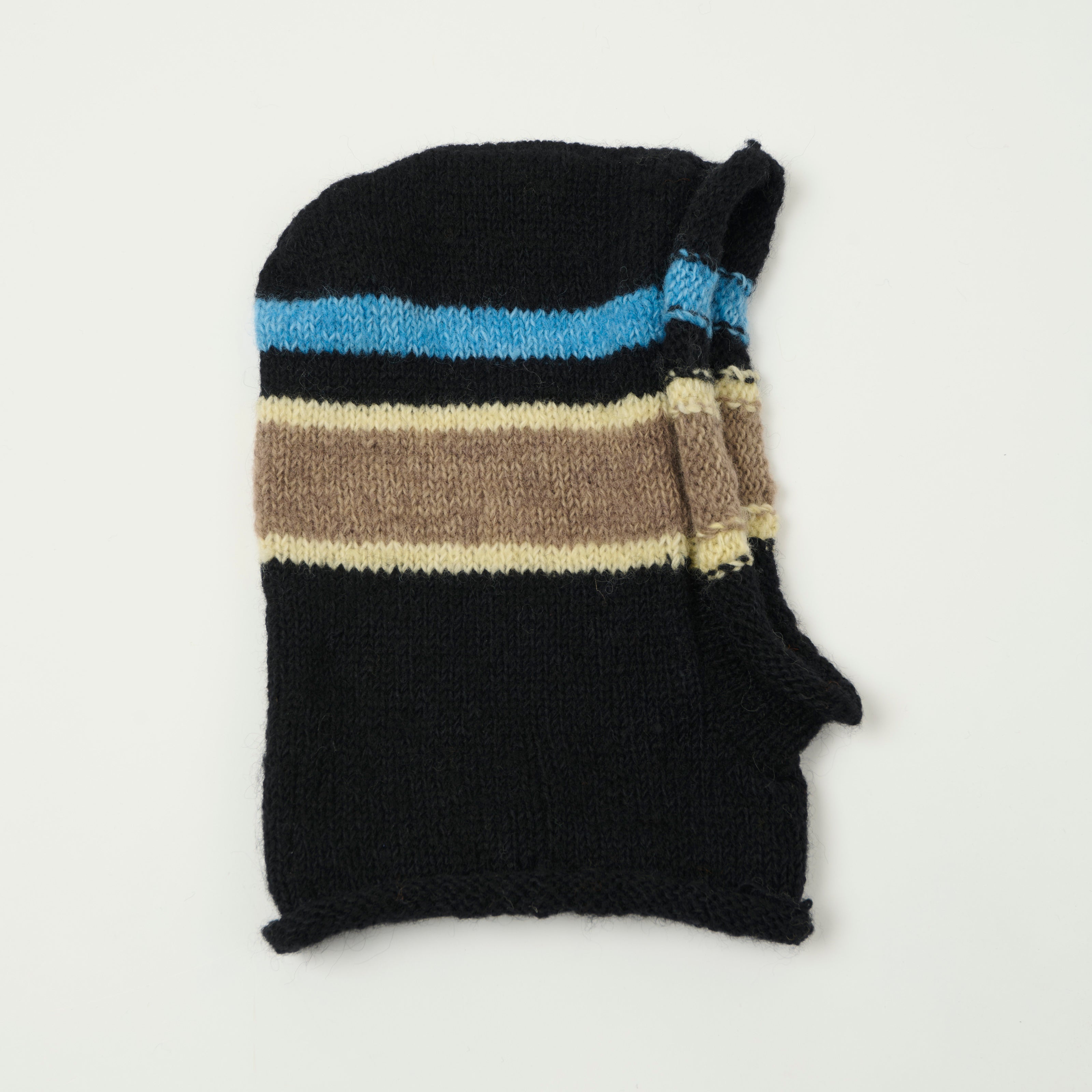 Sublime Hand Knit Stripe Balaclava - Black
