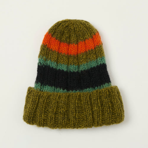 Sublime Hand Knit Stripe Beanie - Moss