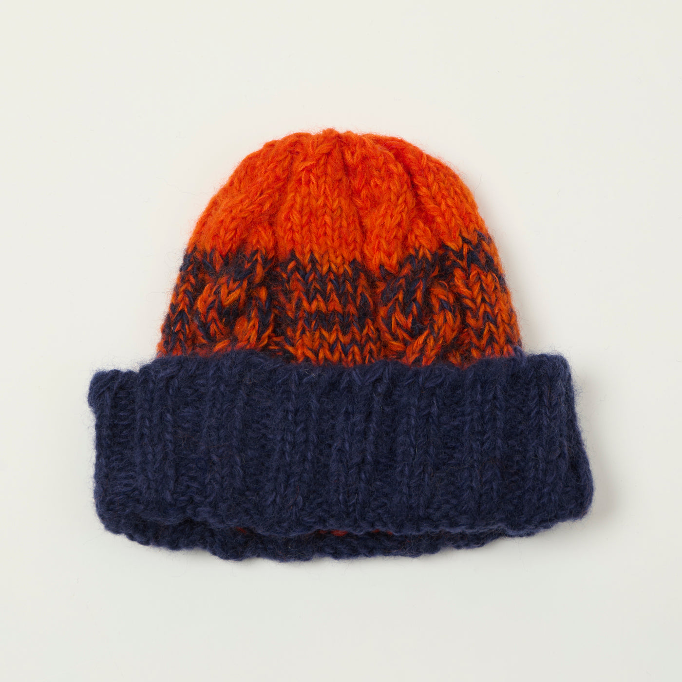 Sublime Hand Knit Fishermans Beanie - Navy/Orange