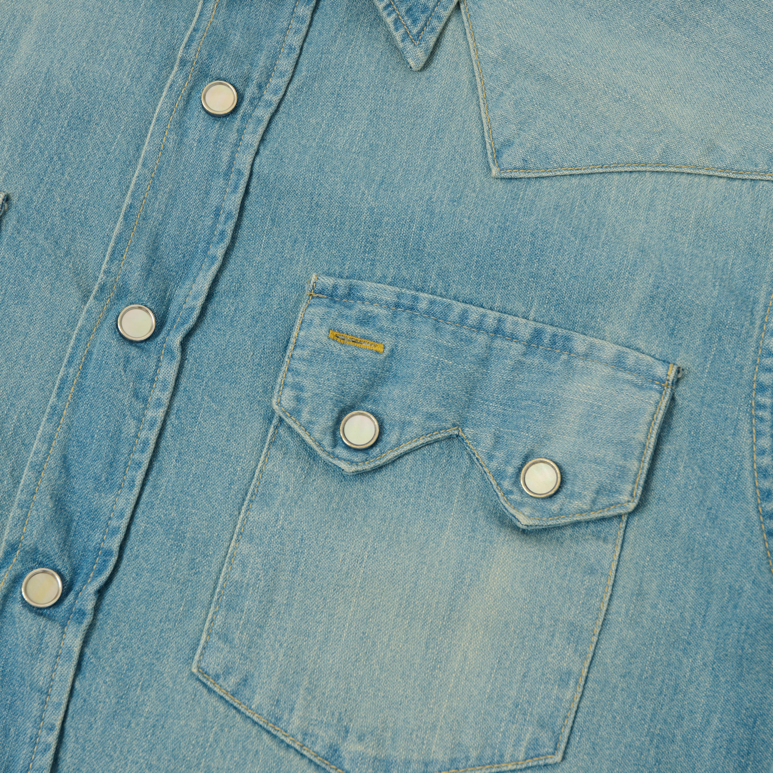 Sugar Cane Denim Western Shirt - Aged Wash
