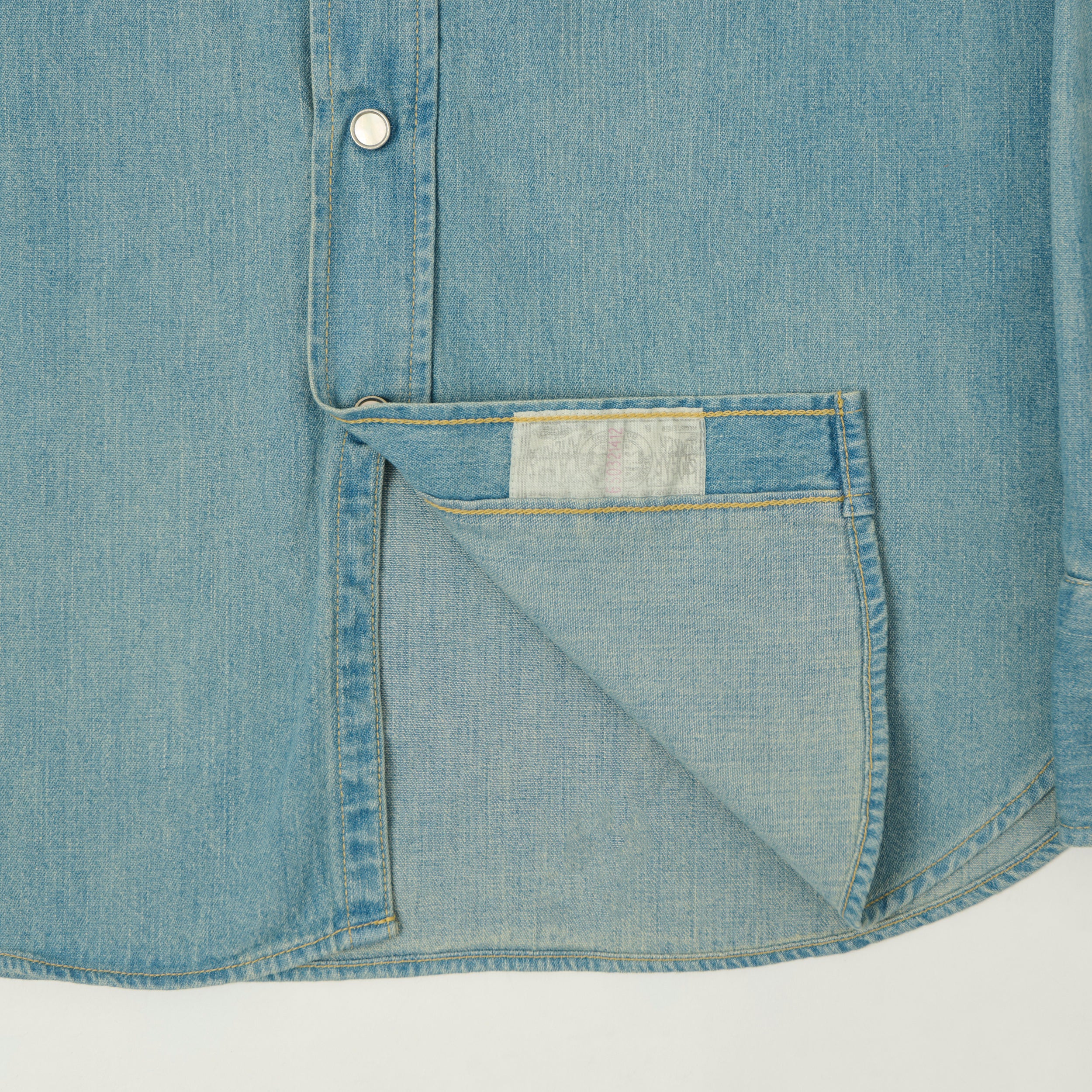 Sugar Cane Denim Western Shirt - Aged Wash