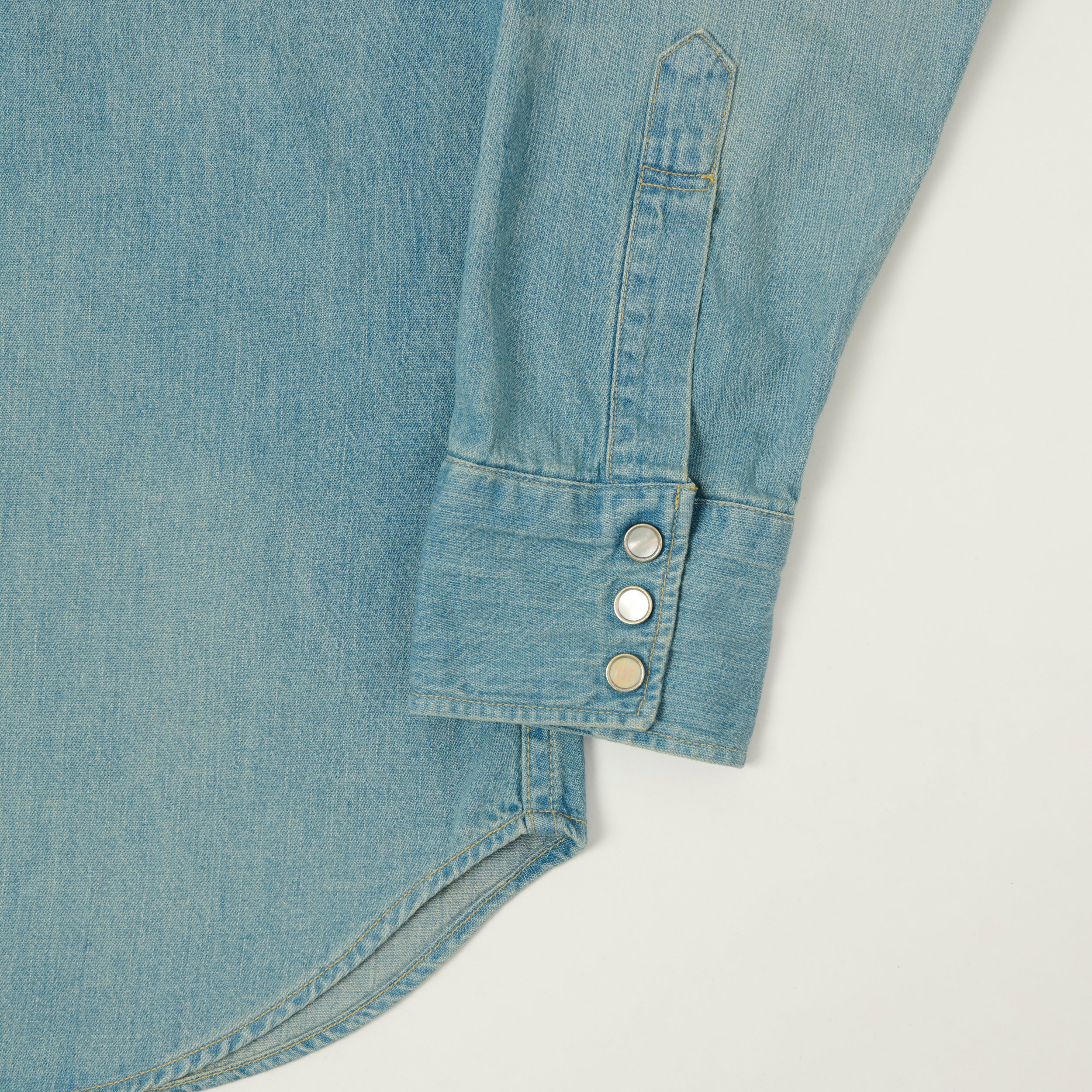 Sugar Cane Denim Western Shirt - Aged Wash