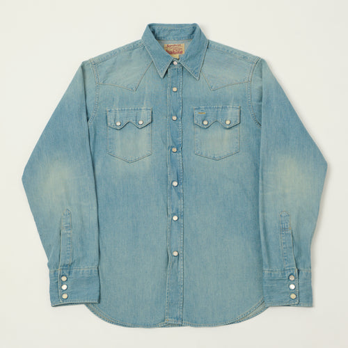 Sugar Cane Denim Western Shirt - Aged Wash