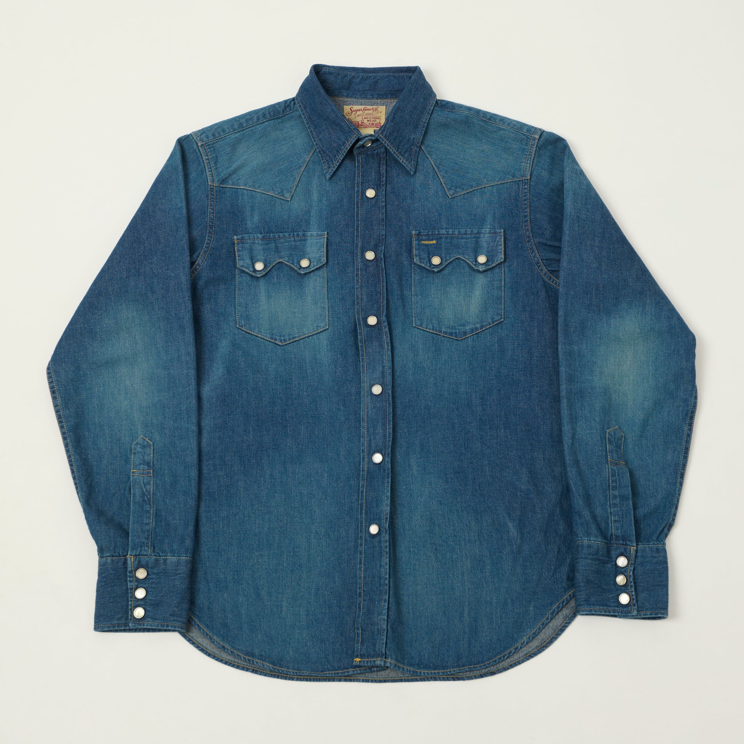 Sugar Cane Denim Western Shirt - Rinsed Wash