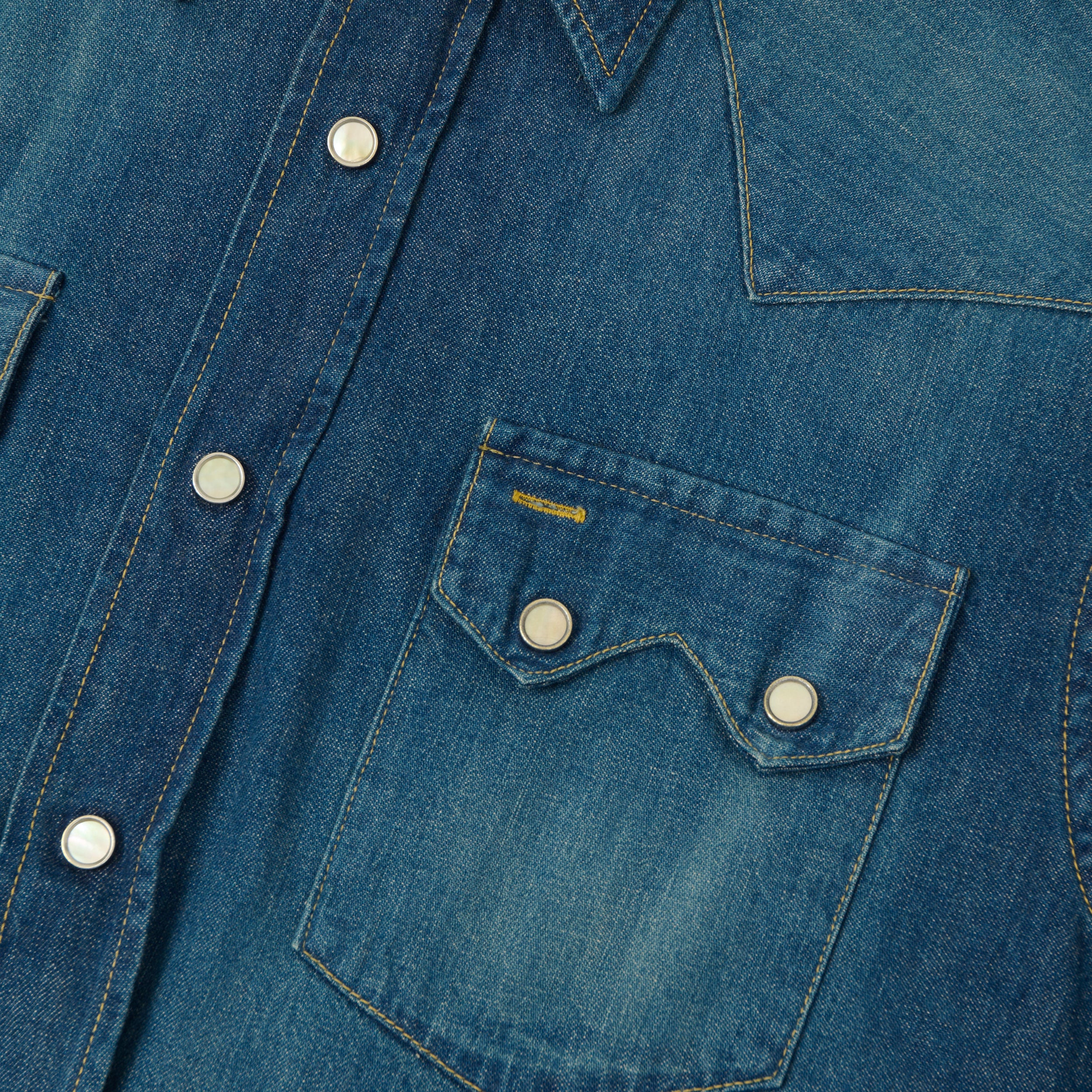 Sugar Cane Denim Western Shirt - Rinsed Wash