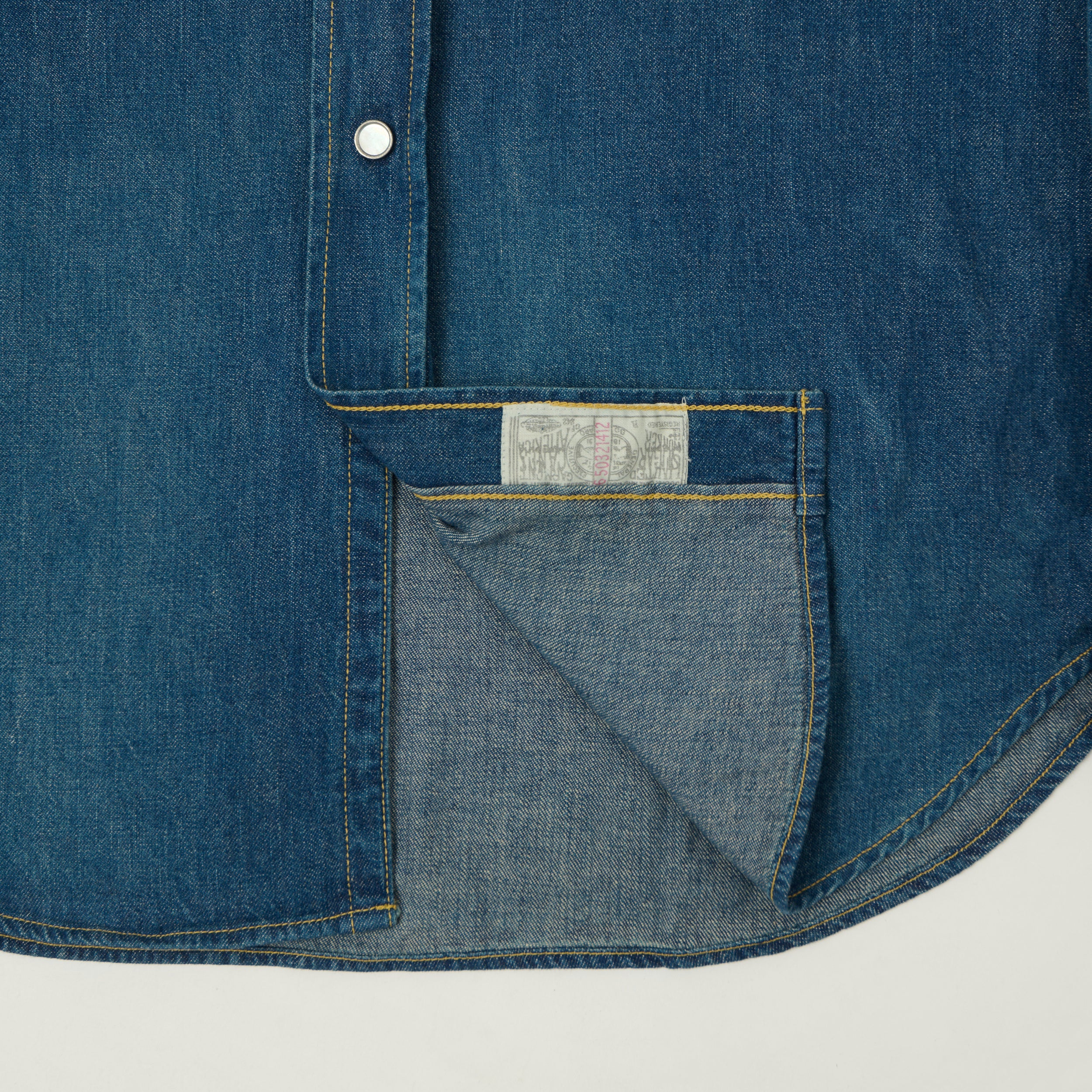 Sugar Cane Denim Western Shirt - Rinsed Wash
