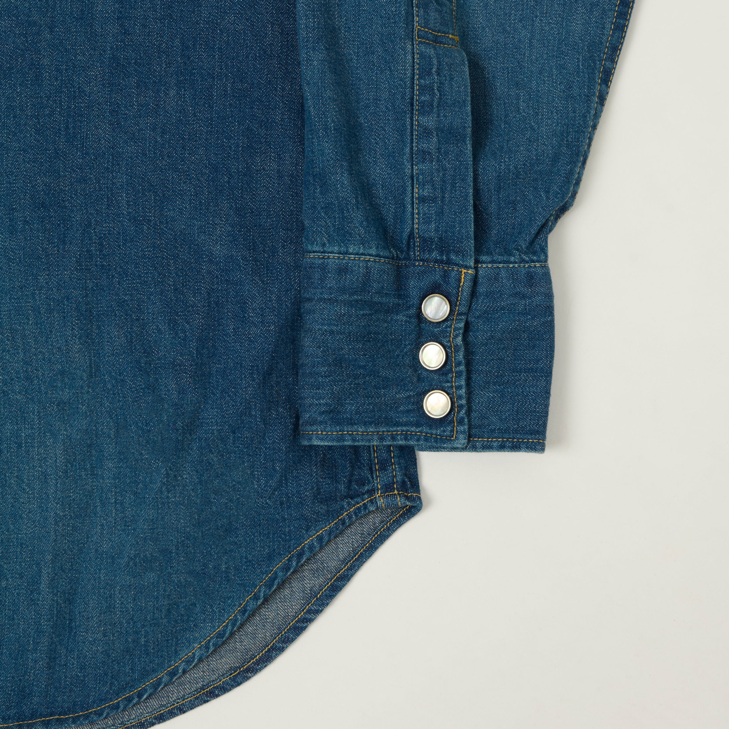 Sugar Cane Denim Western Shirt - Rinsed Wash