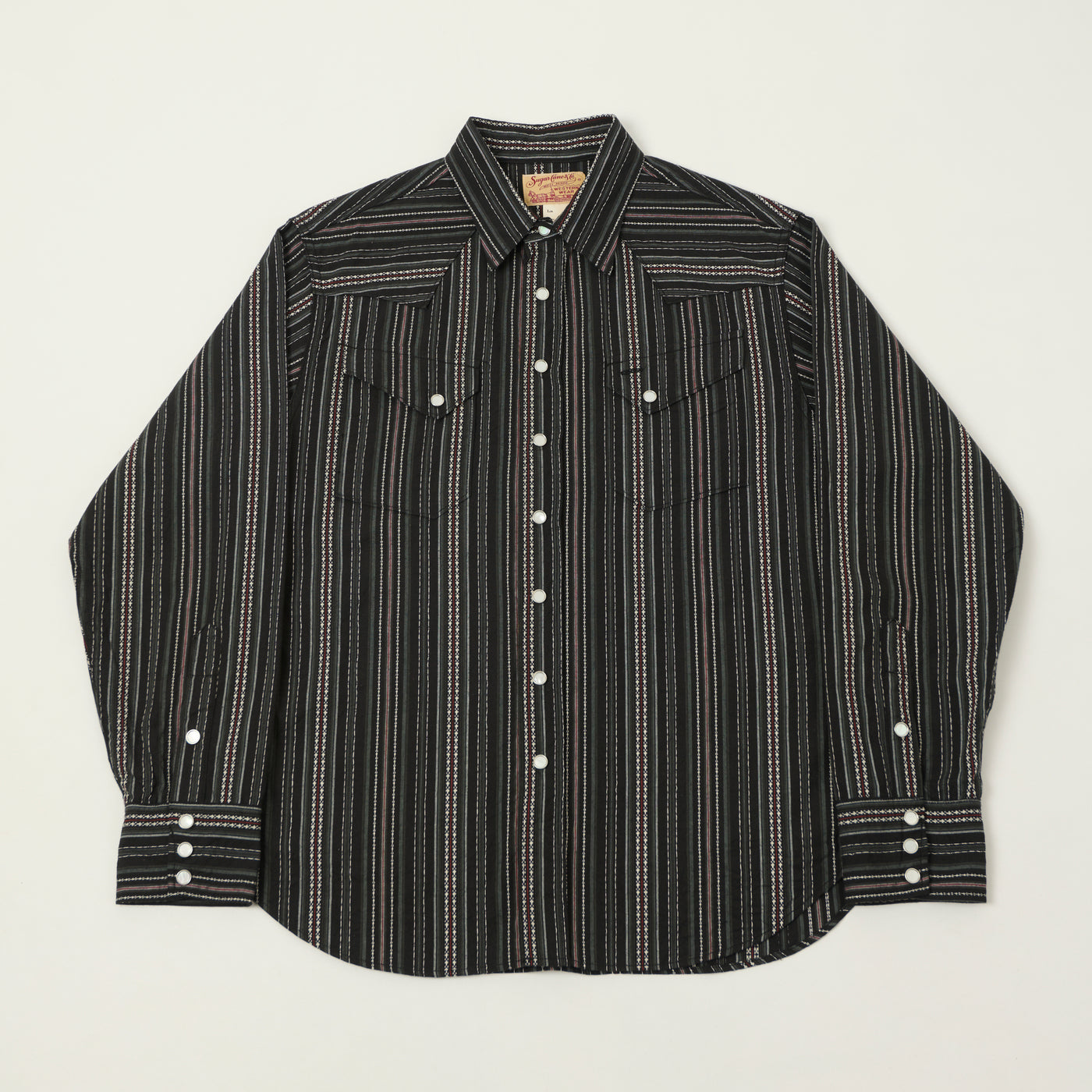 Sugar Cane Indigo Dobby Western Shirt - Black
