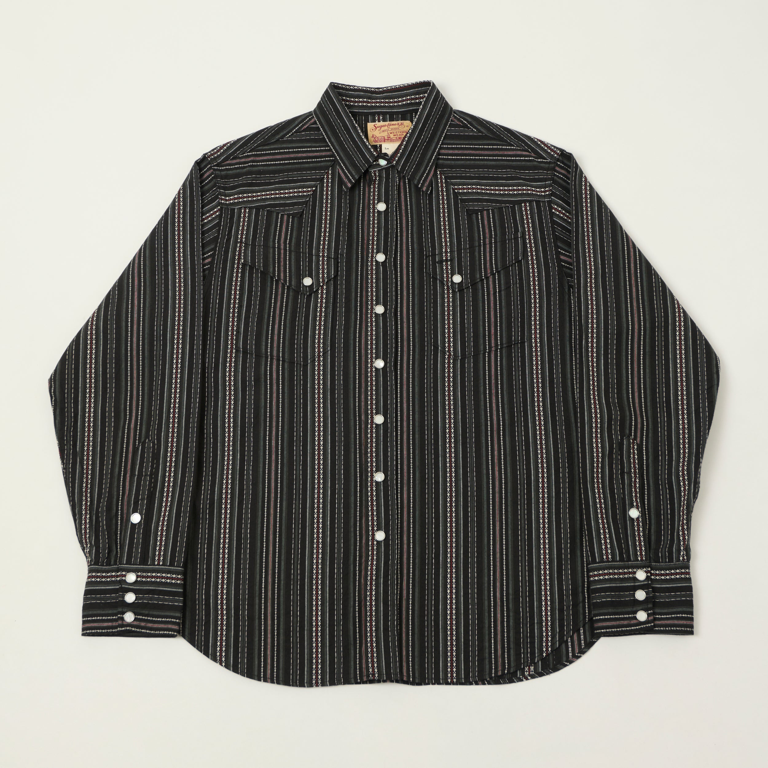 Sugar Cane Indigo Dobby Western Shirt - Black