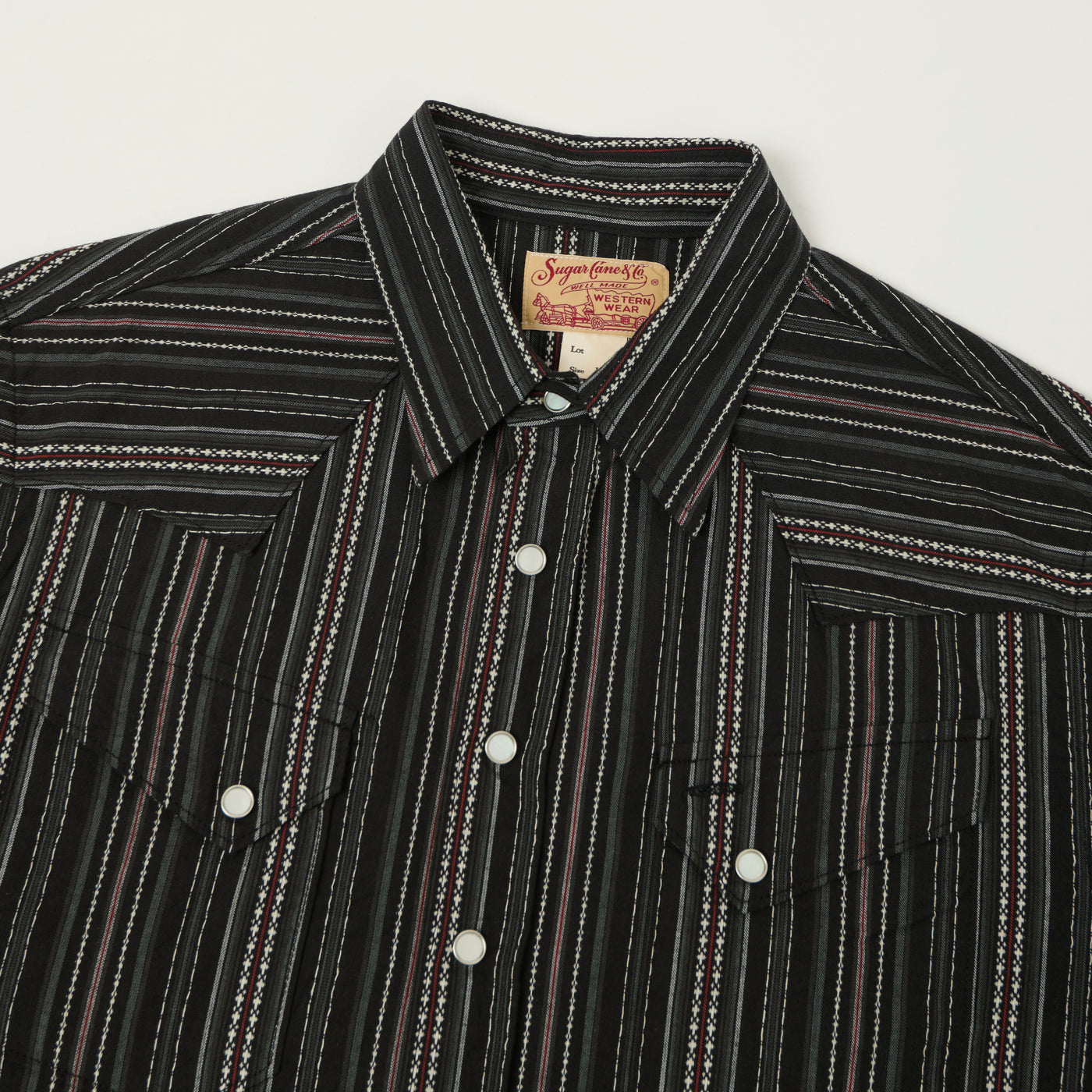 Sugar Cane Indigo Dobby Western Shirt - Black
