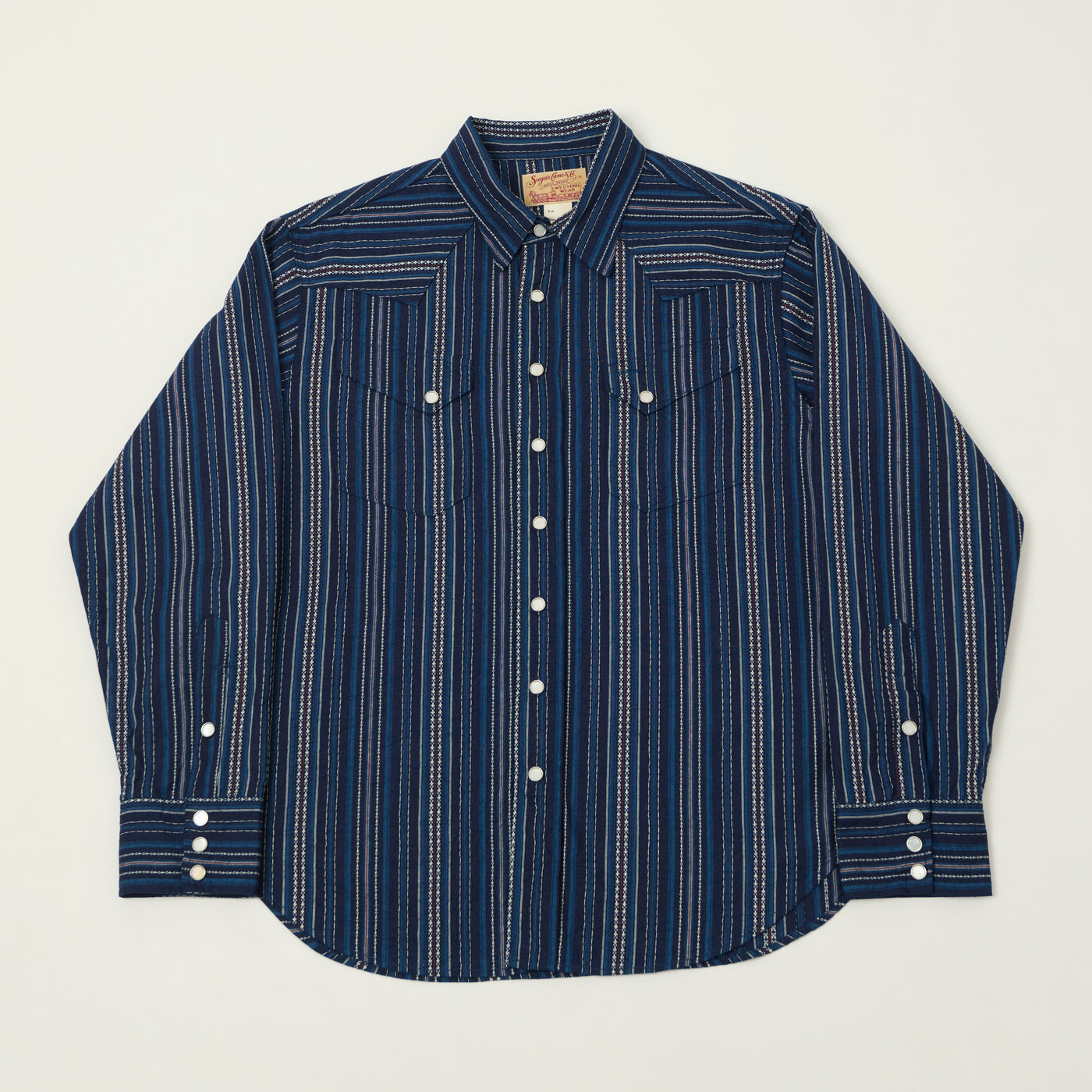 Sugar Cane Indigo Dobby Western Shirt - Navy