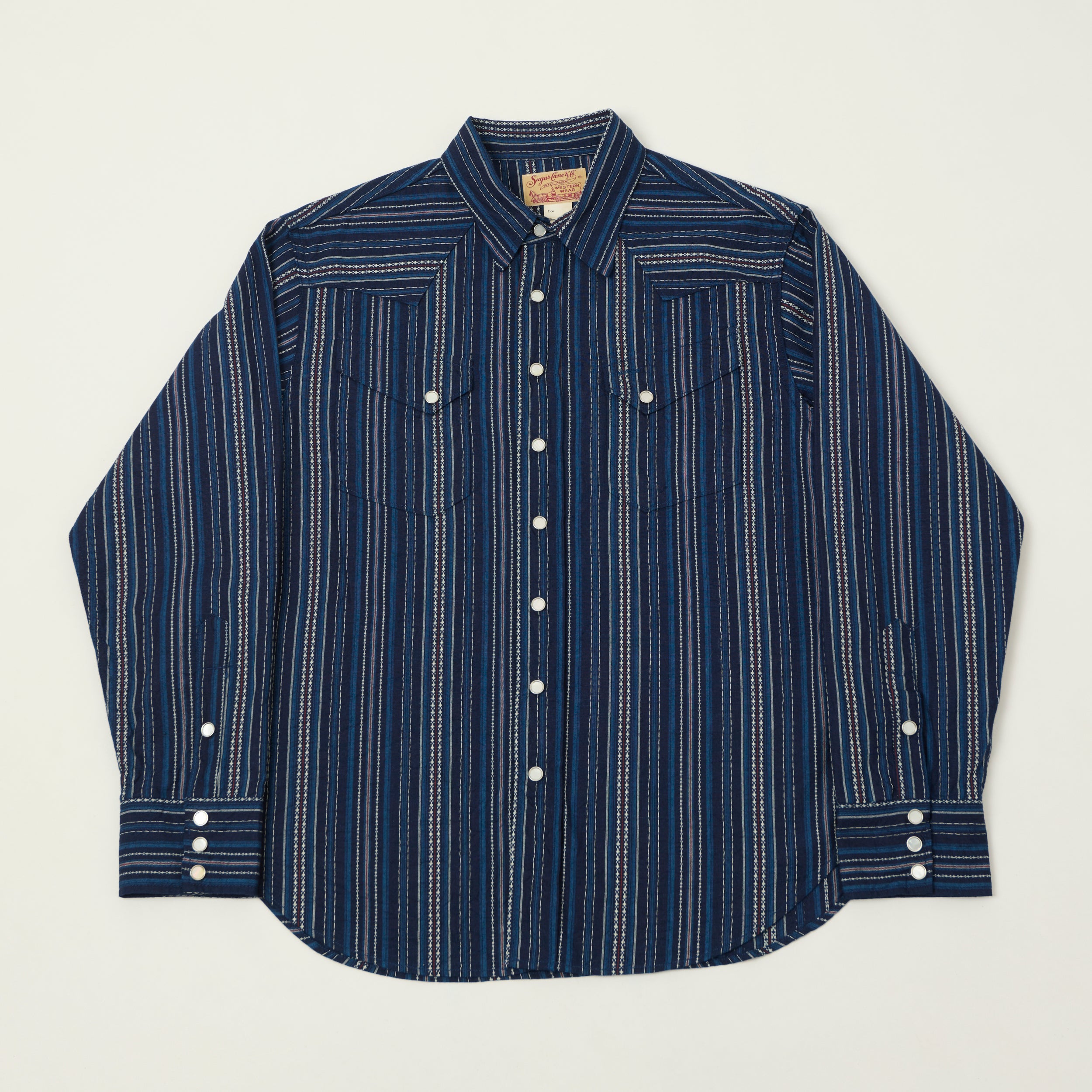 Sugar Cane Indigo Dobby Western Shirt - Navy
