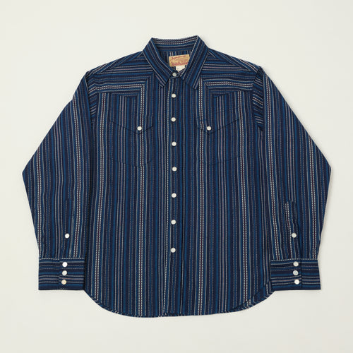 Sugar Cane Indigo Dobby Western Shirt - Navy