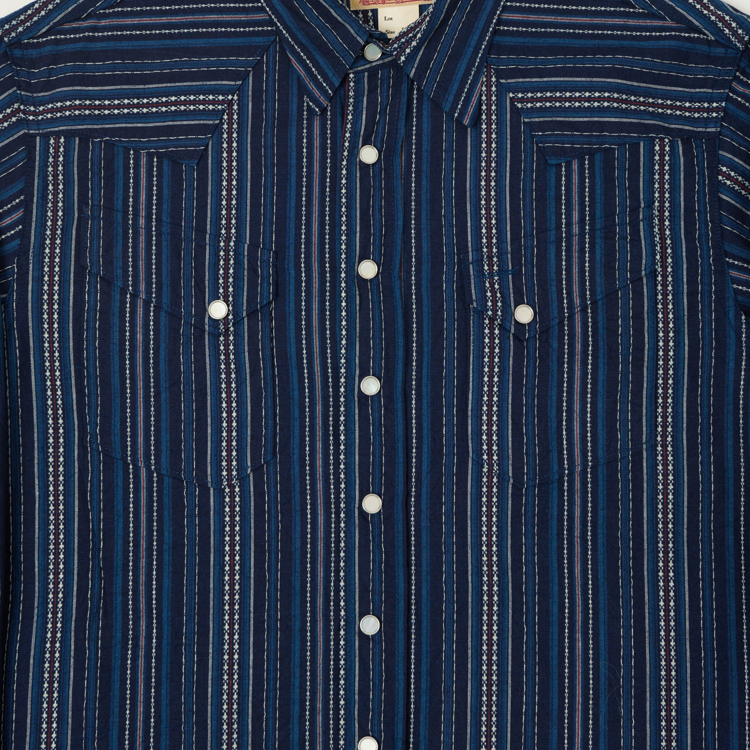 Sugar Cane Indigo Dobby Western Shirt - Navy