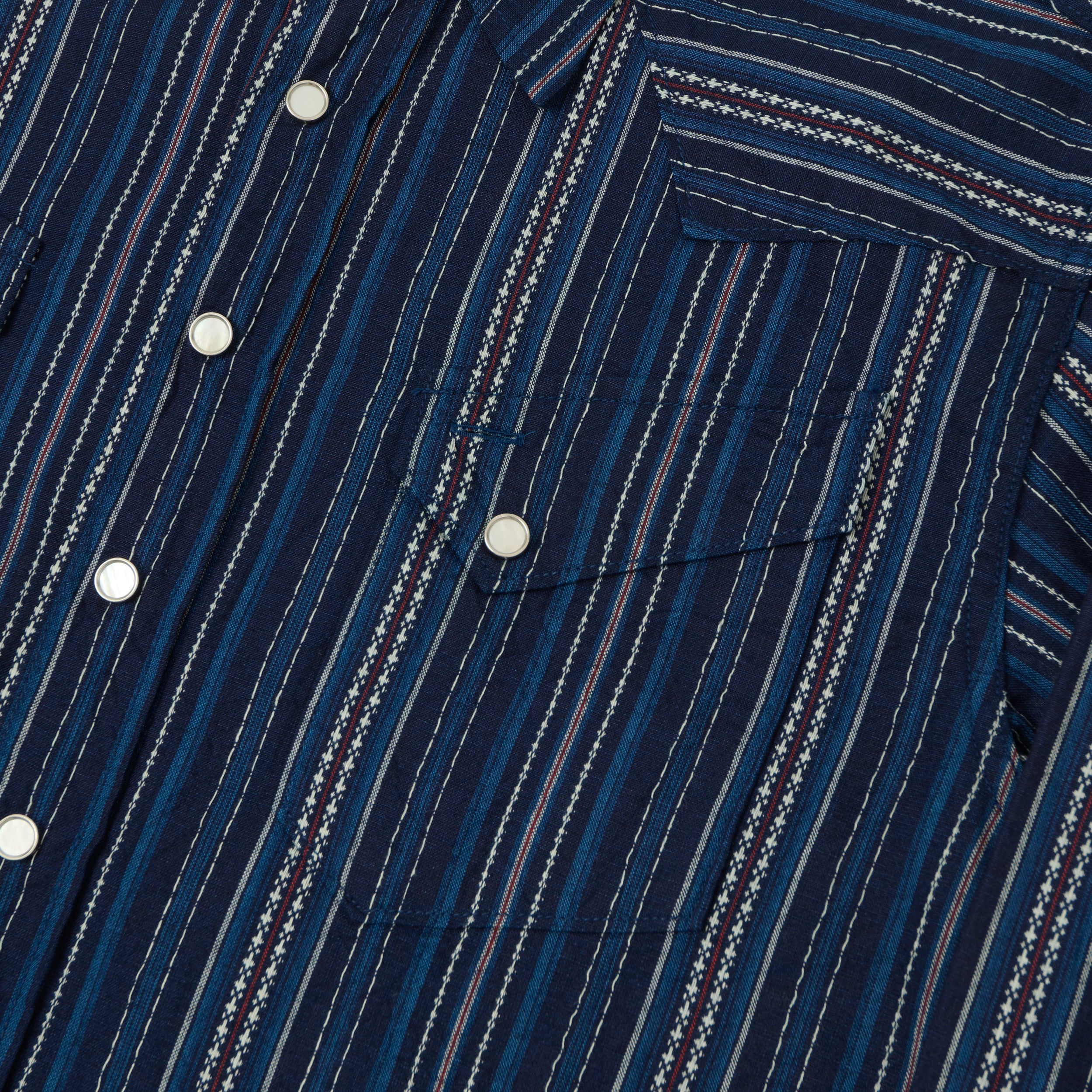 Sugar Cane Indigo Dobby Western Shirt - Navy