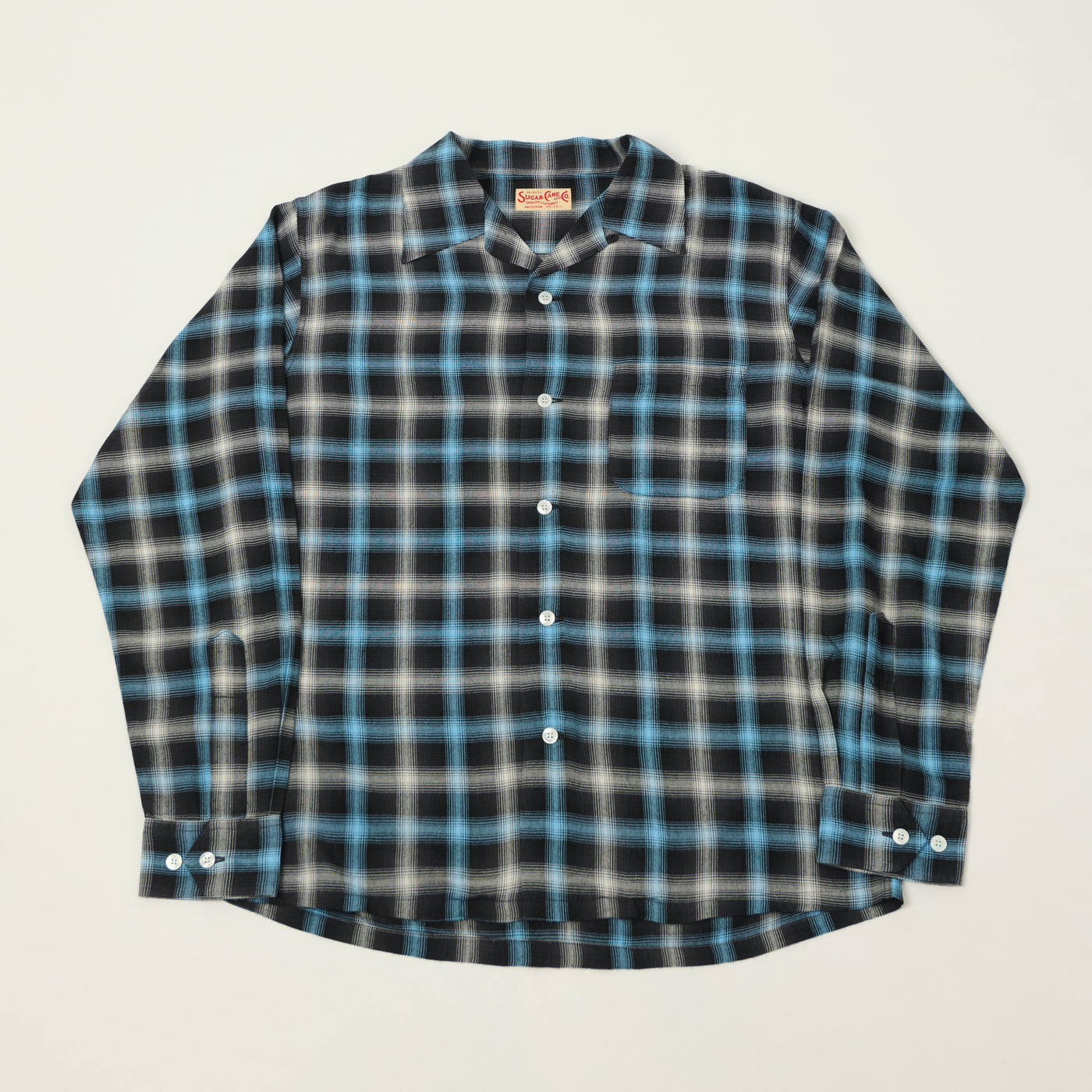Sugar Cane Rayon Check Open Shirt - Blue
