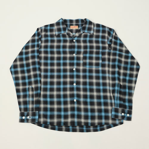 Sugar Cane Rayon Check Open Shirt - Blue