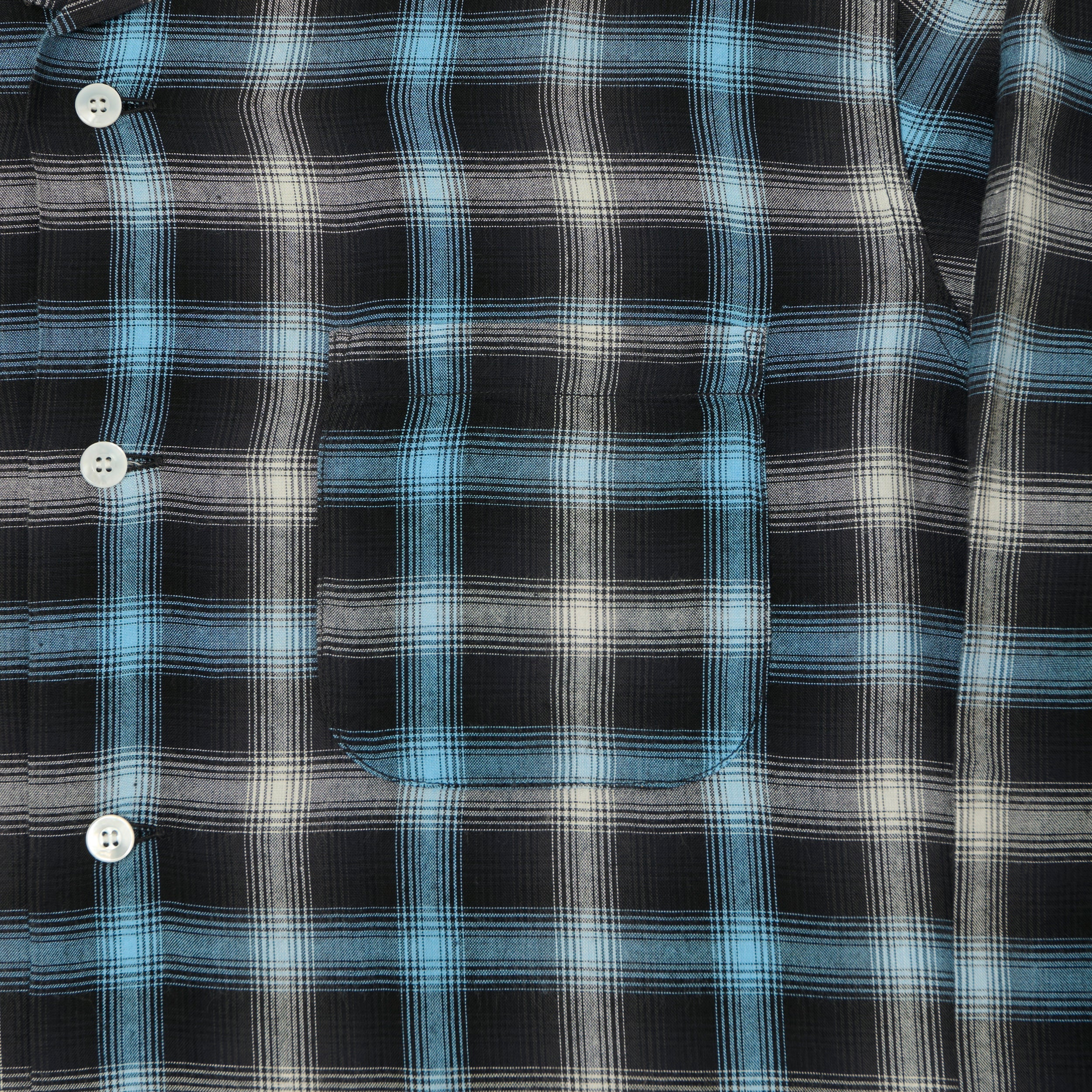 Sugar Cane Rayon Check Open Shirt - Blue