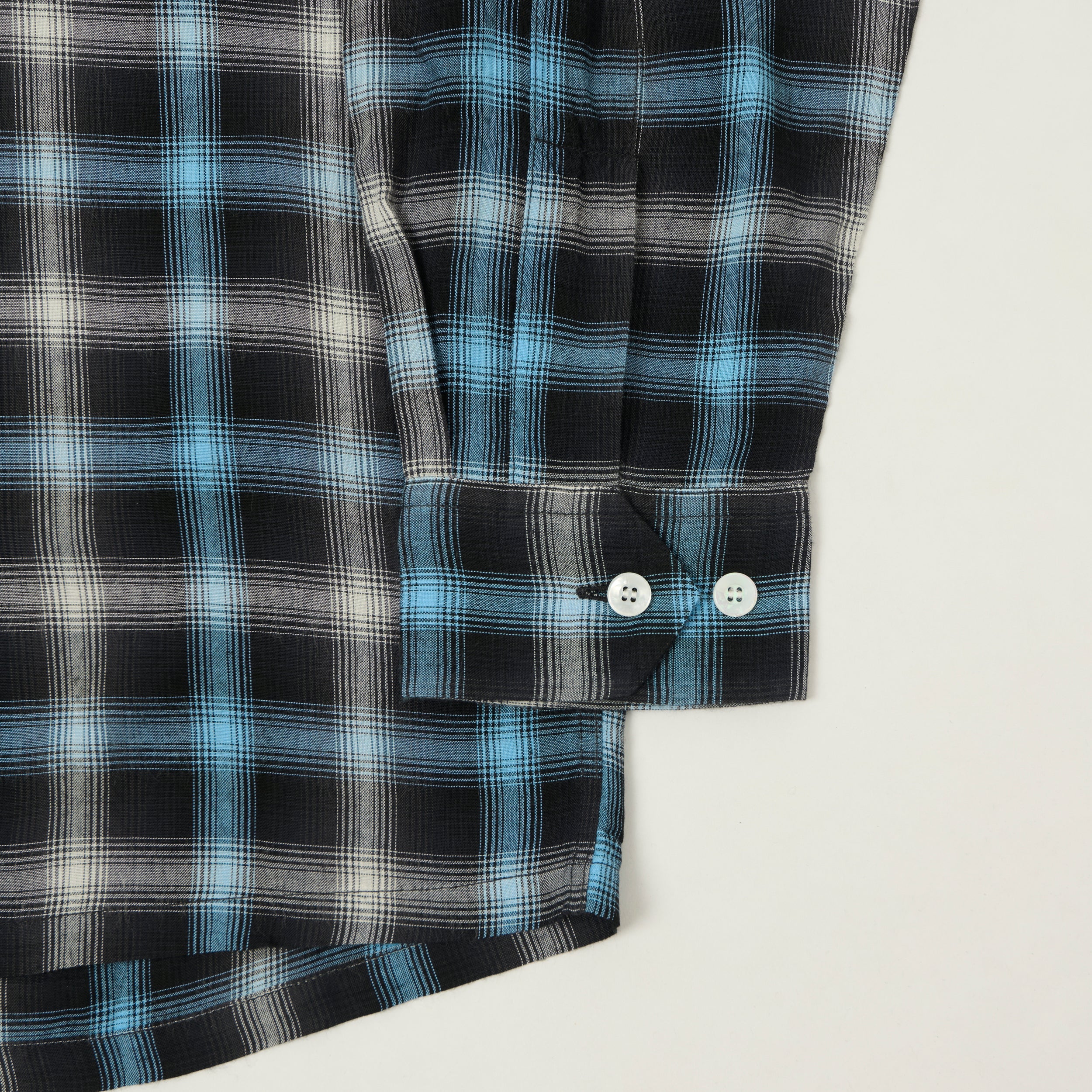 Sugar Cane Rayon Check Open Shirt - Blue