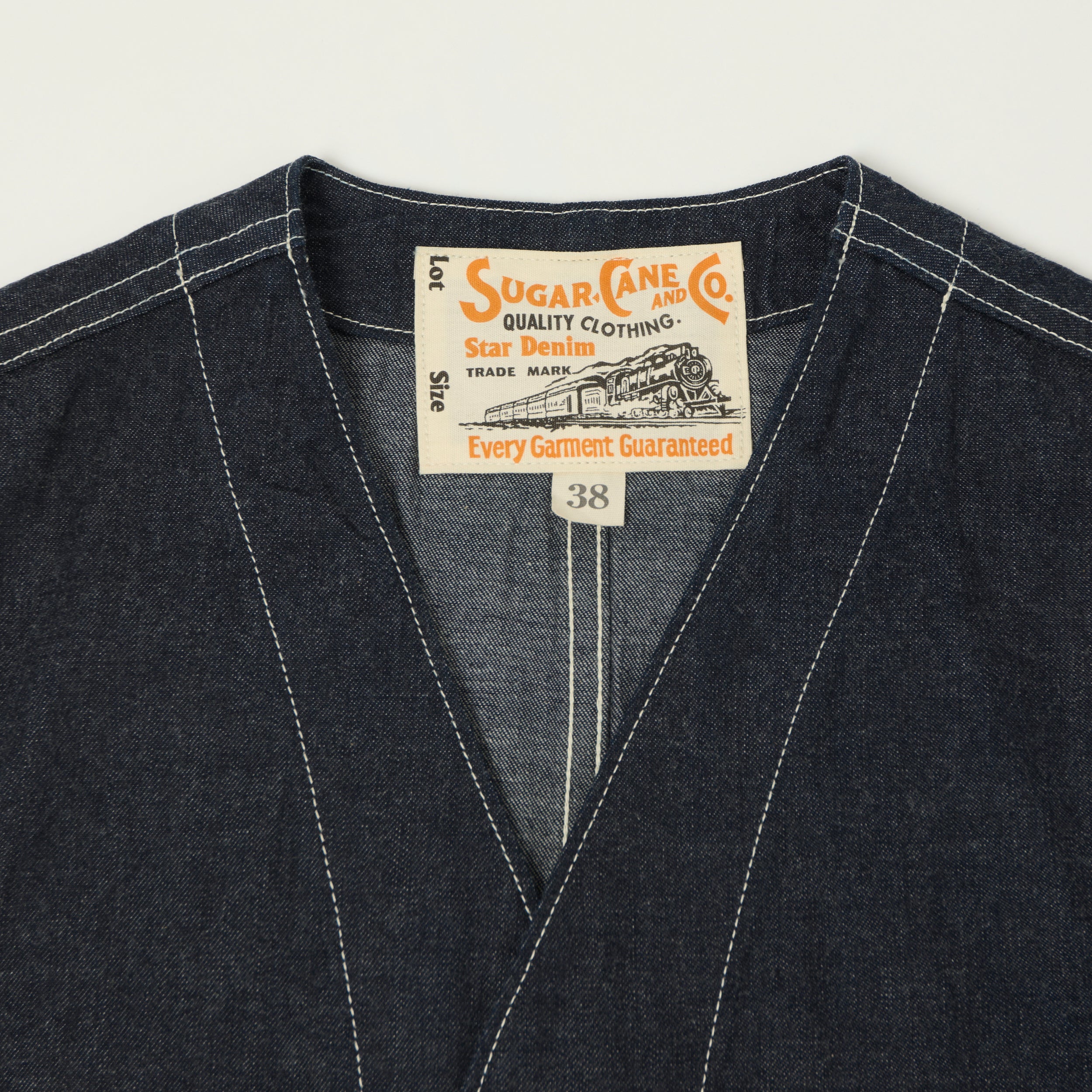 Sugar Cane 11oz Denim Work Vest - One Wash