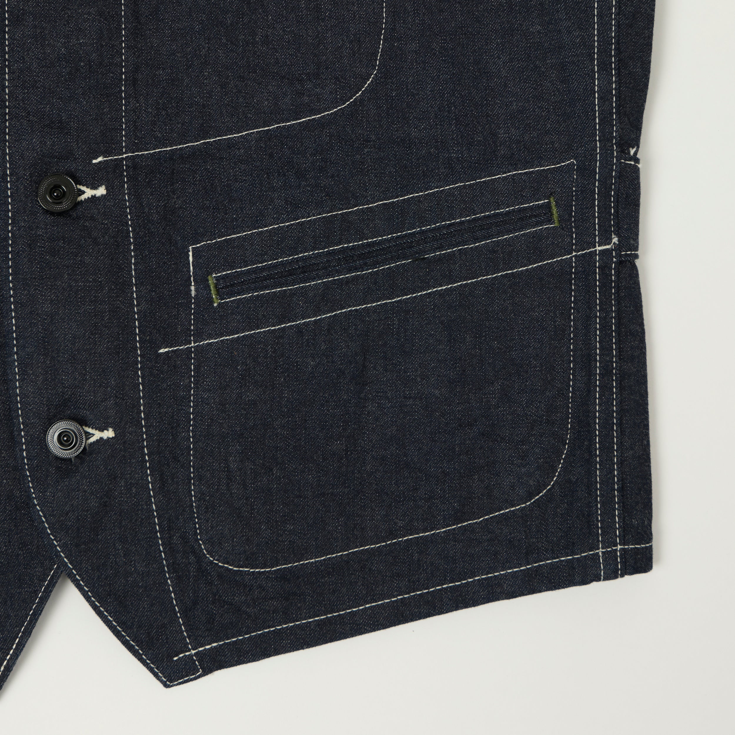 Sugar Cane 11oz Denim Work Vest - One Wash