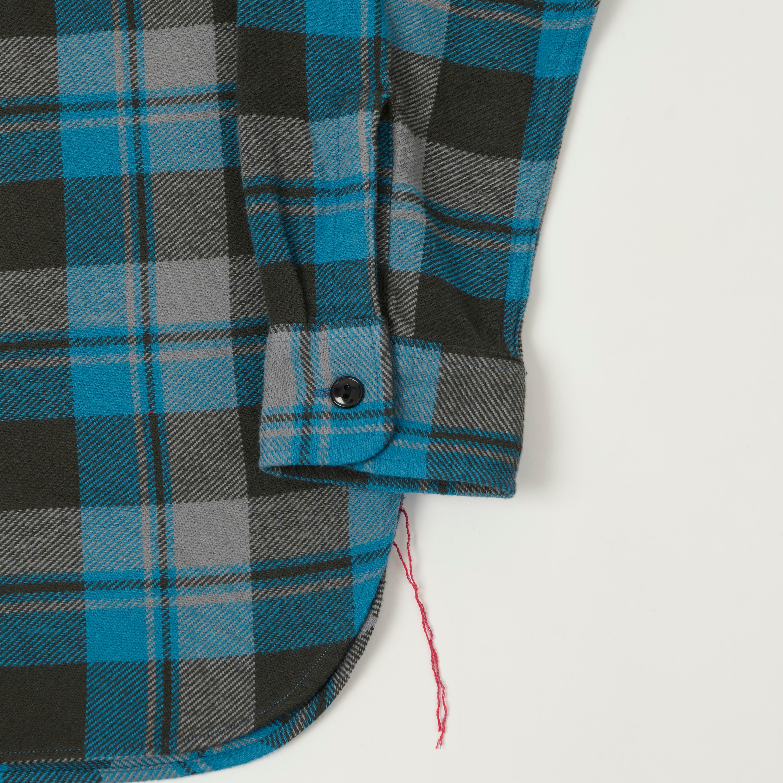 Sugar Cane 1960s Twill Check Work Shirt - Blue/Grey