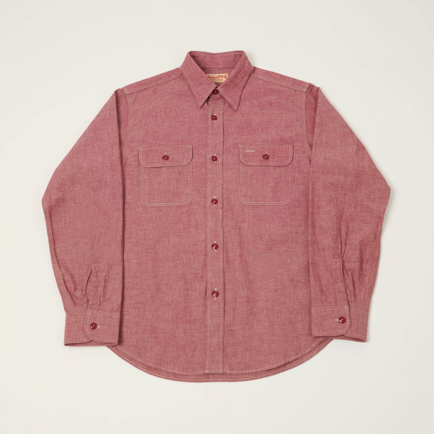 Sugar Cane Chambray Work Shirt - Red