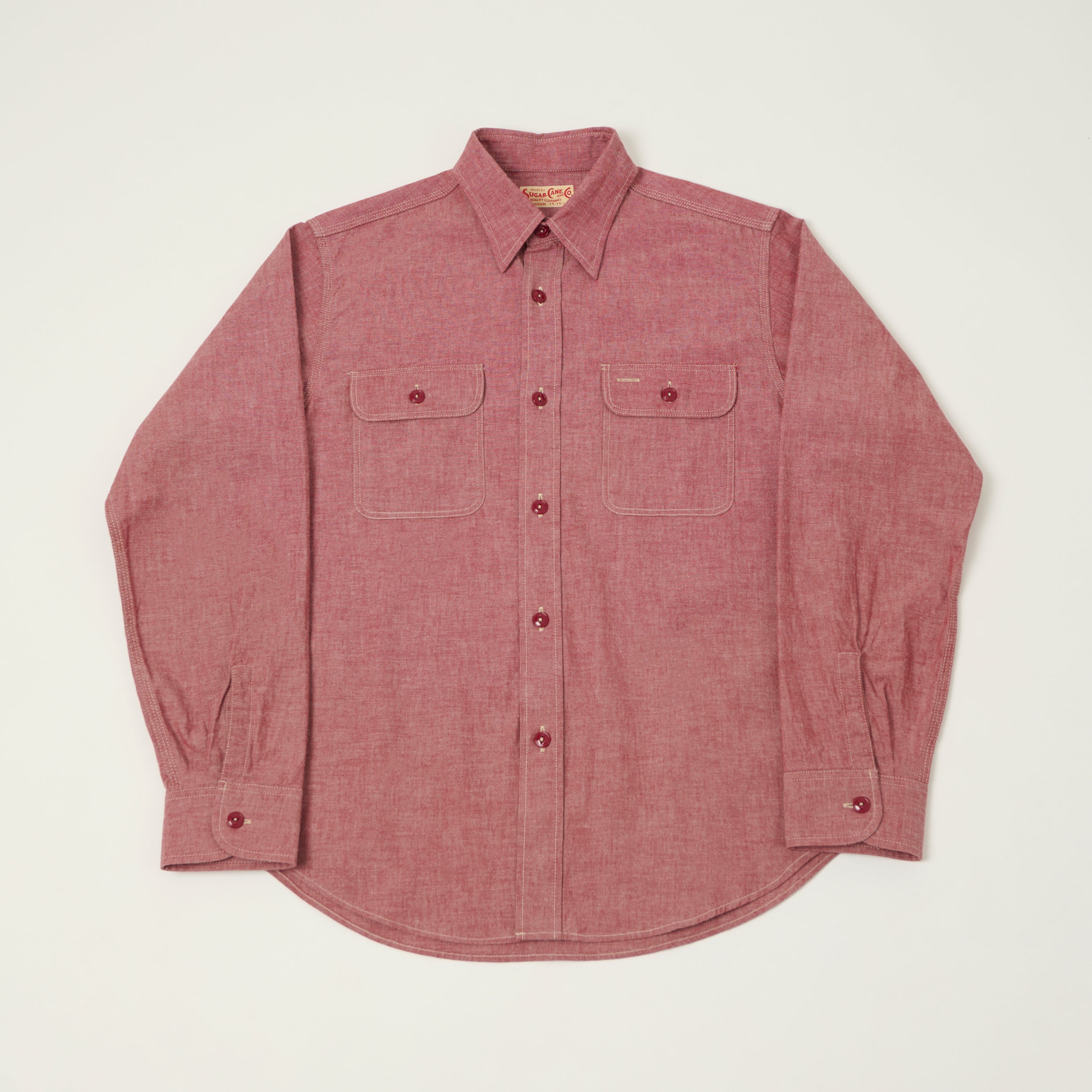 Sugar Cane Chambray Work Shirt - Red