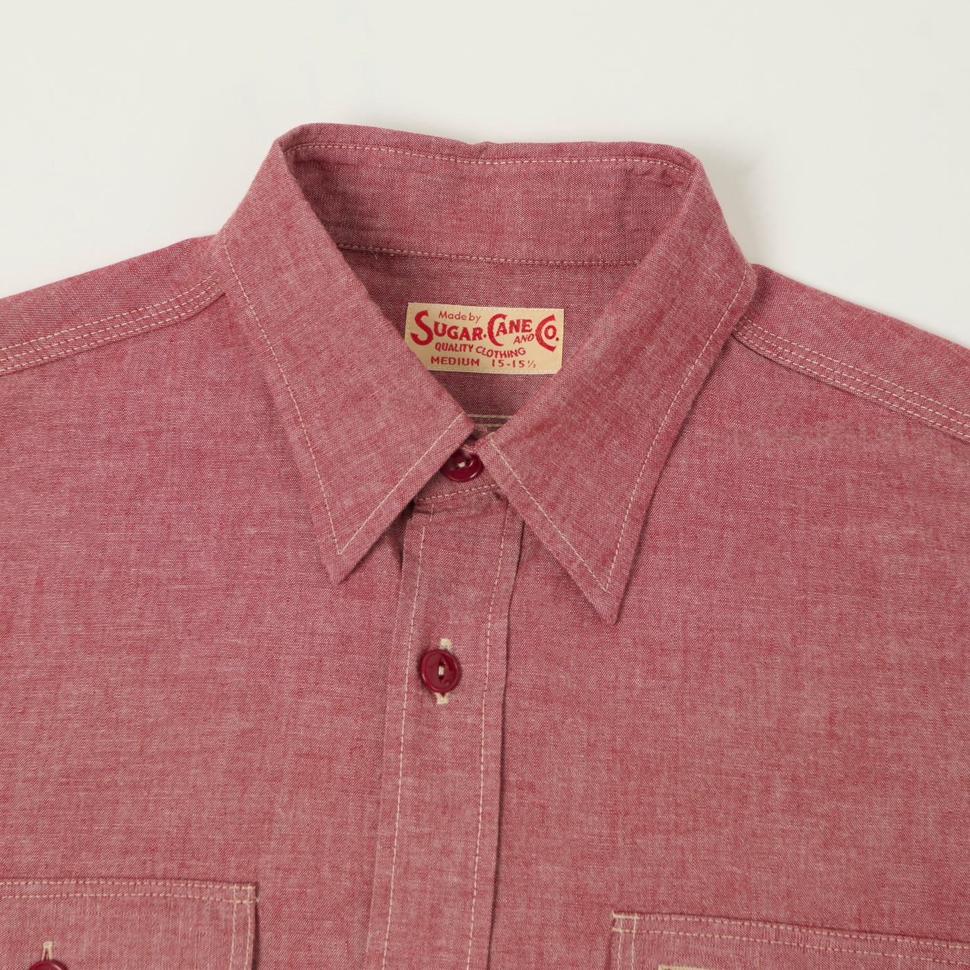 Sugar Cane Chambray Work Shirt - Red