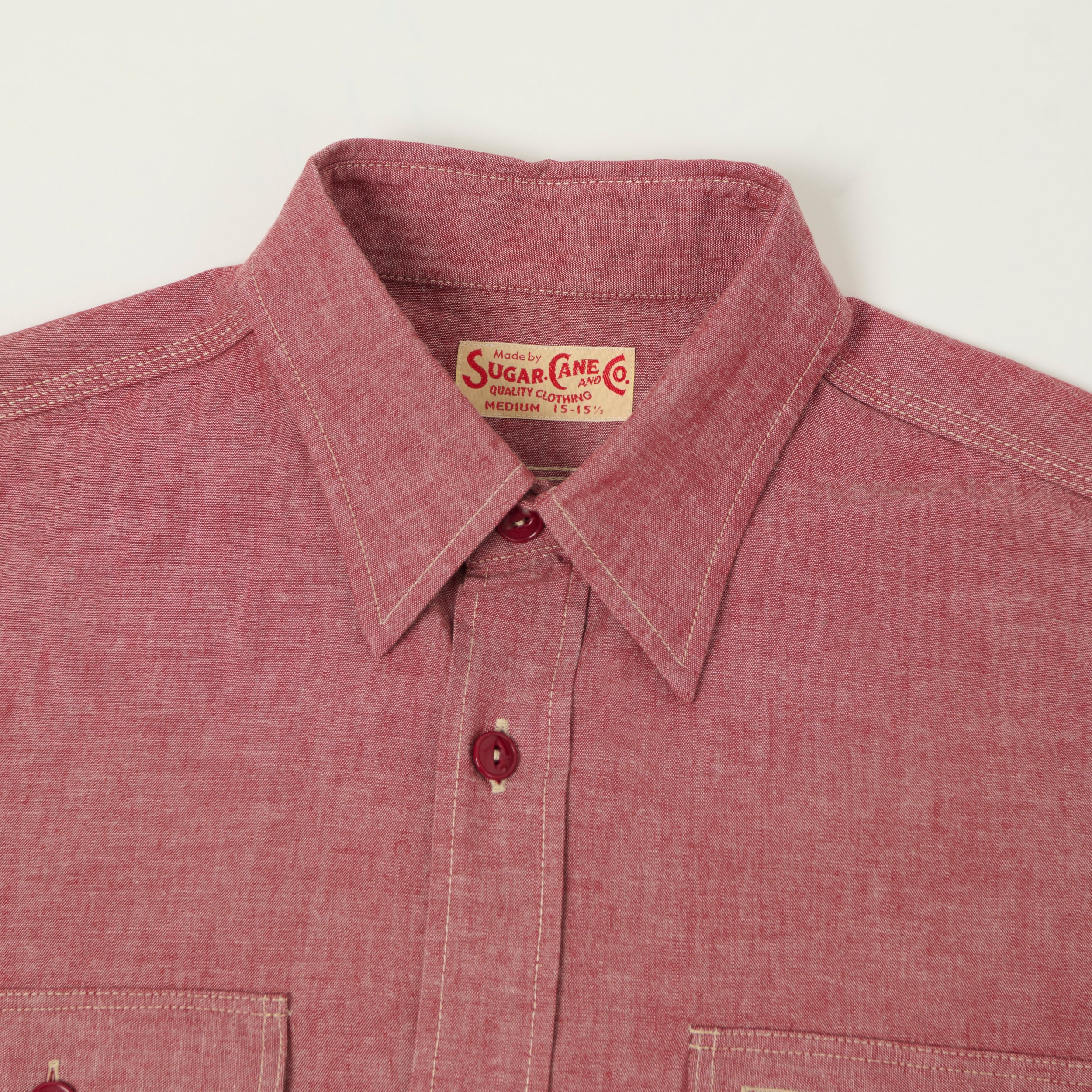 Sugar Cane Chambray Work Shirt - Red