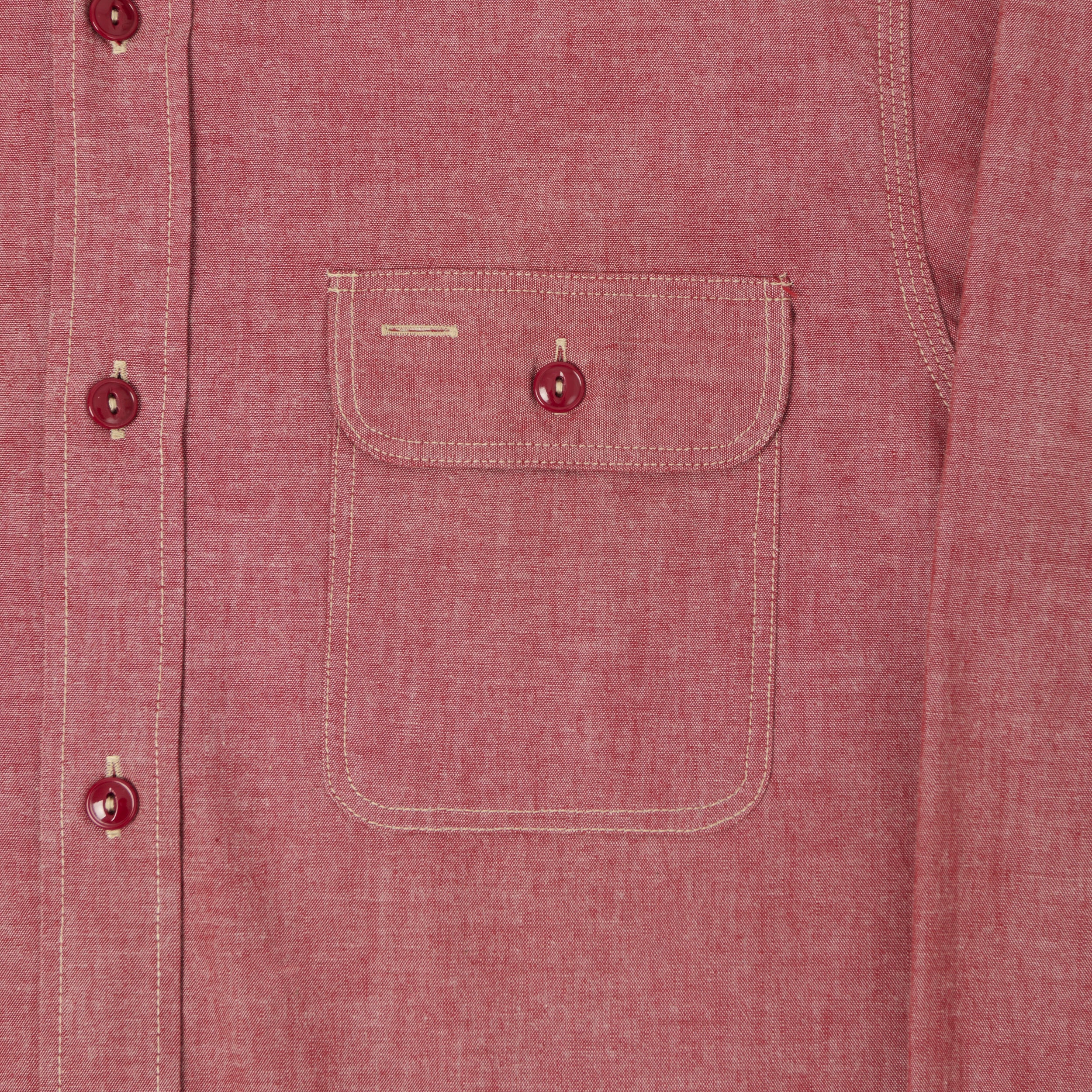Sugar Cane Chambray Work Shirt - Red