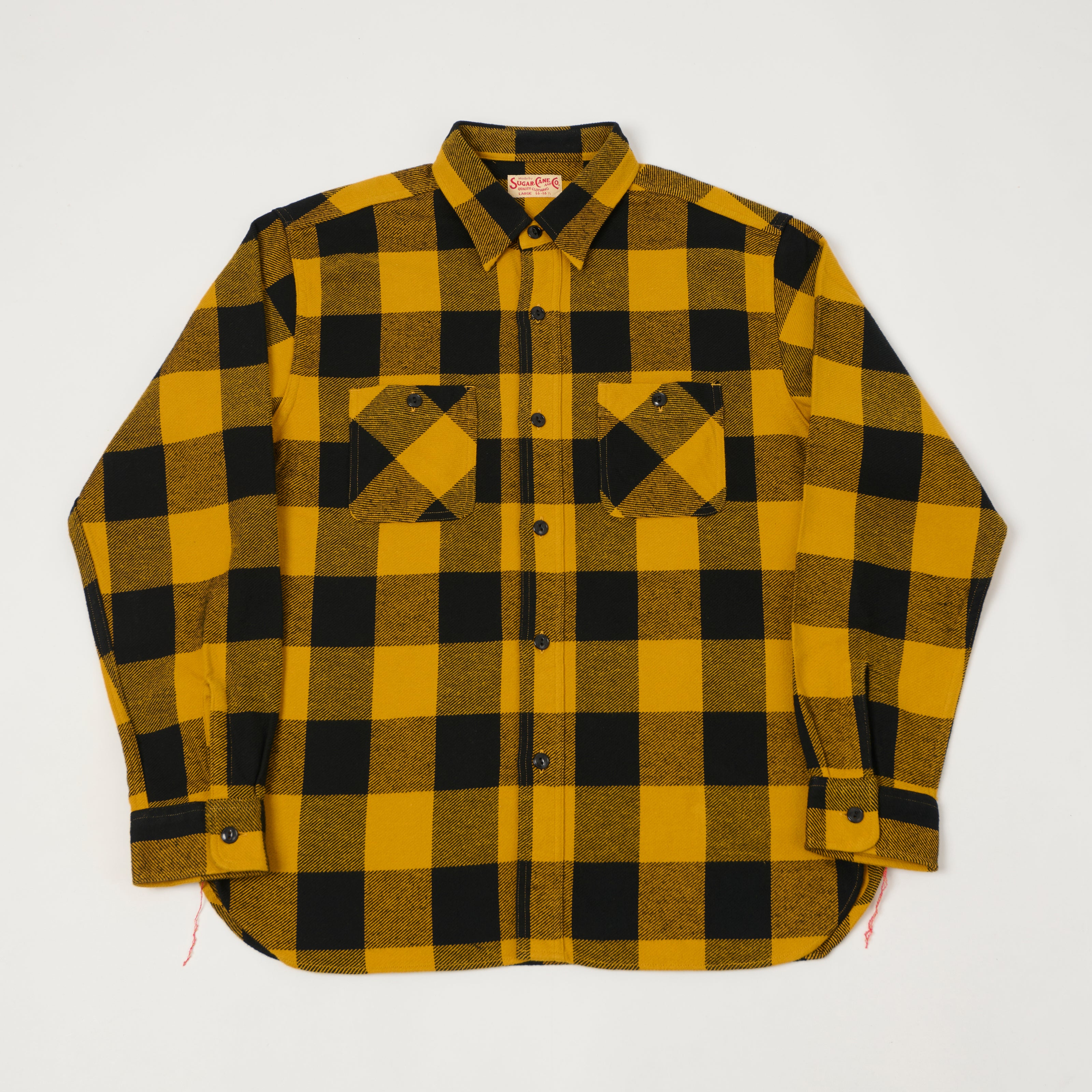 Sugar Cane Buffalo Check Work Shirt - Yellow