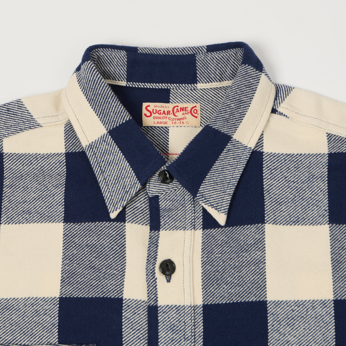 Sugar Cane Buffalo Check Work Shirt - Navy