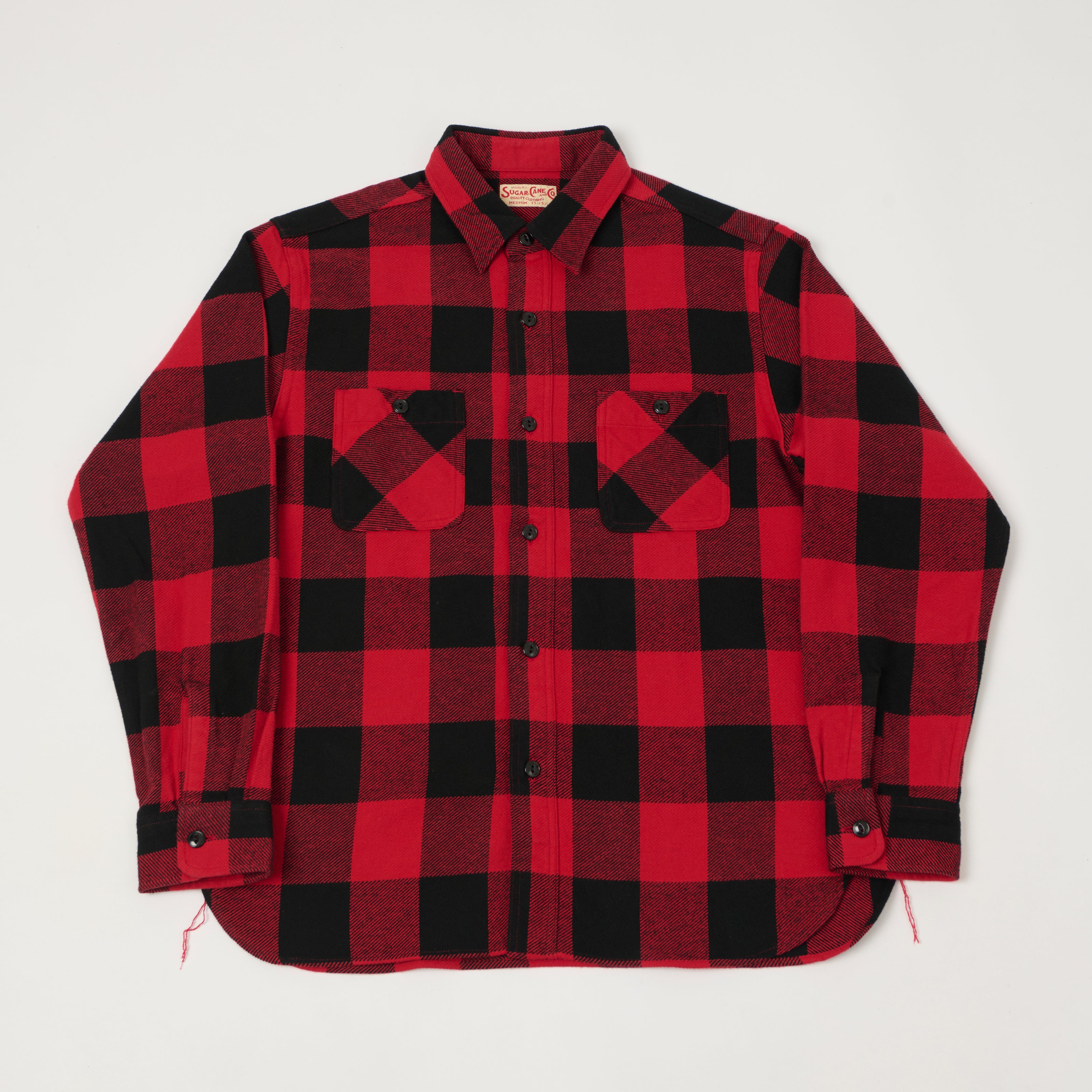 Sugar Cane Buffalo Check Work Shirt - Red