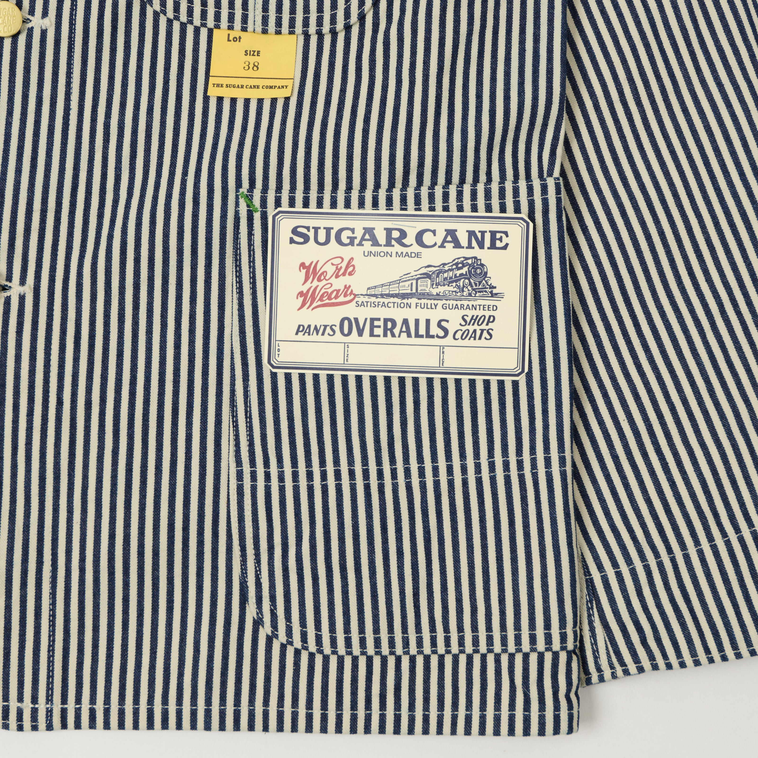 Sugar Cane Hickory Stripe Chore Coat - White/Navy