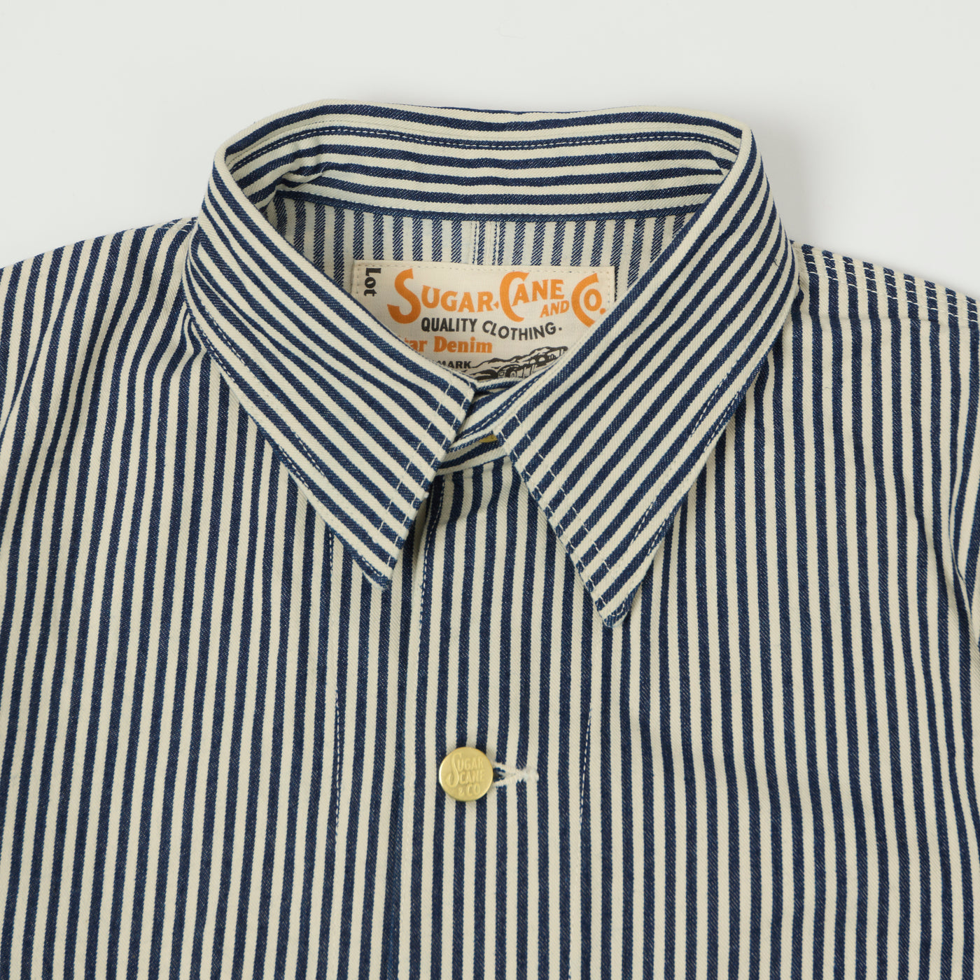 Sugar Cane Hickory Stripe Chore Coat - White/Navy