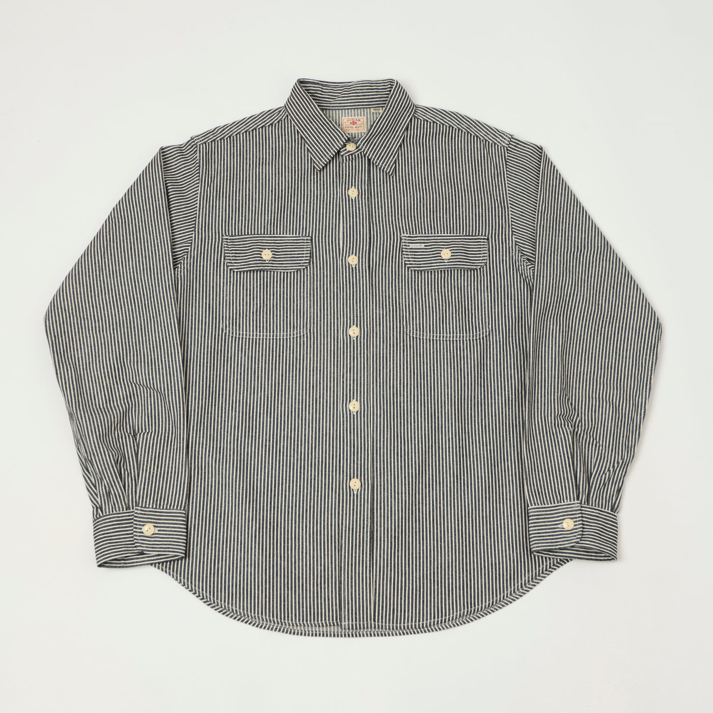 Sugar Cane Hickory Stripe Work Shirt - Black