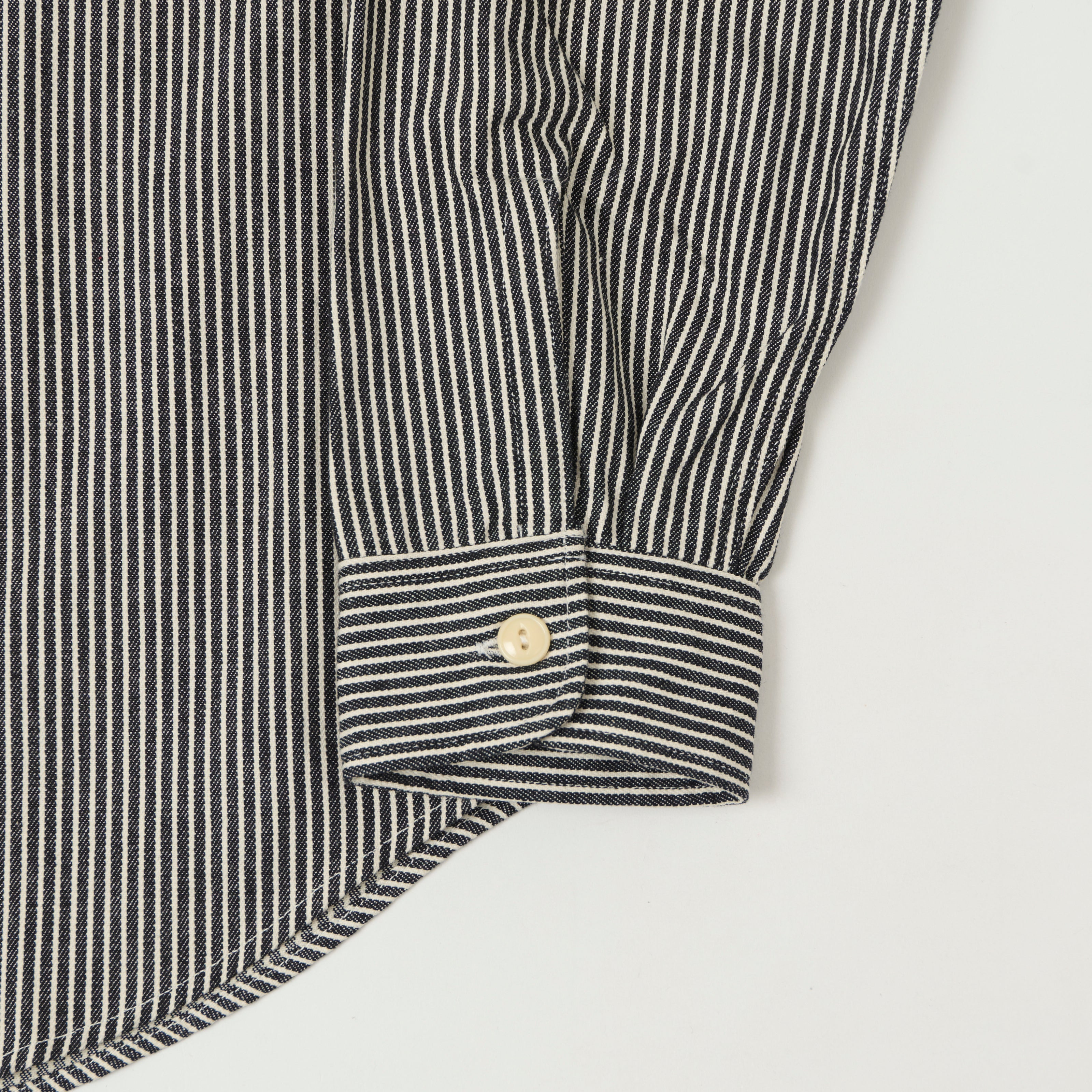 Sugar Cane Hickory Stripe Work Shirt - Black