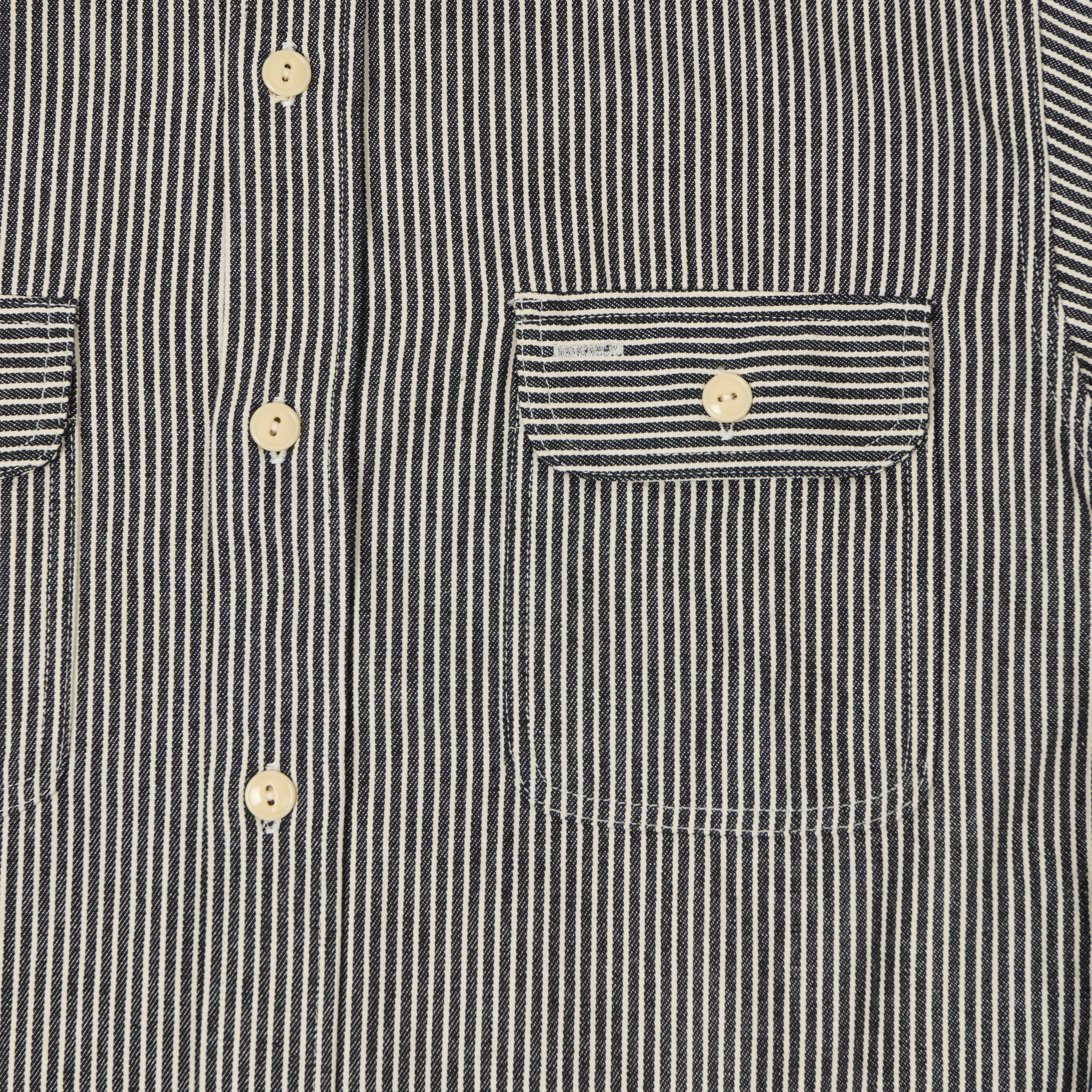 Sugar Cane Hickory Stripe Work Shirt - Black